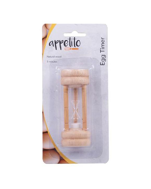 Appetito 3 Minute Wooden Egg Timer Durable Easy To Use Compact For Boiled Eggs - Beige
