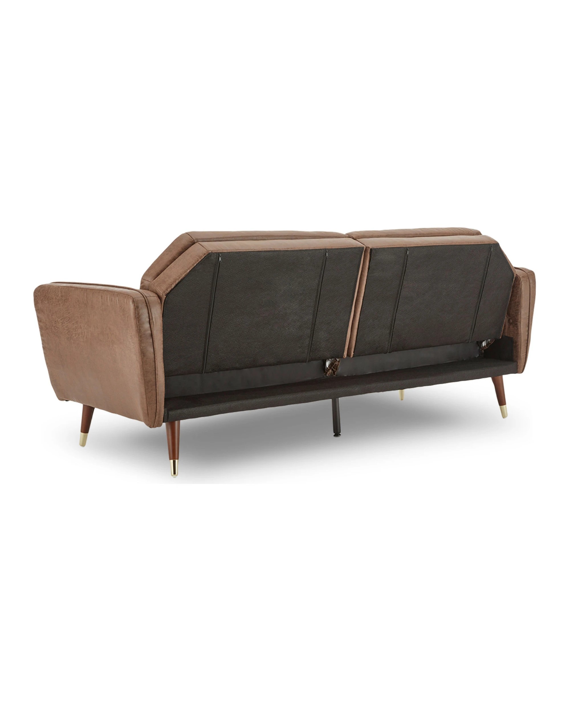 6 Sarantino Faux Velvet Tufted Sofa Bed Couch Futon - Brown, 6 of 9