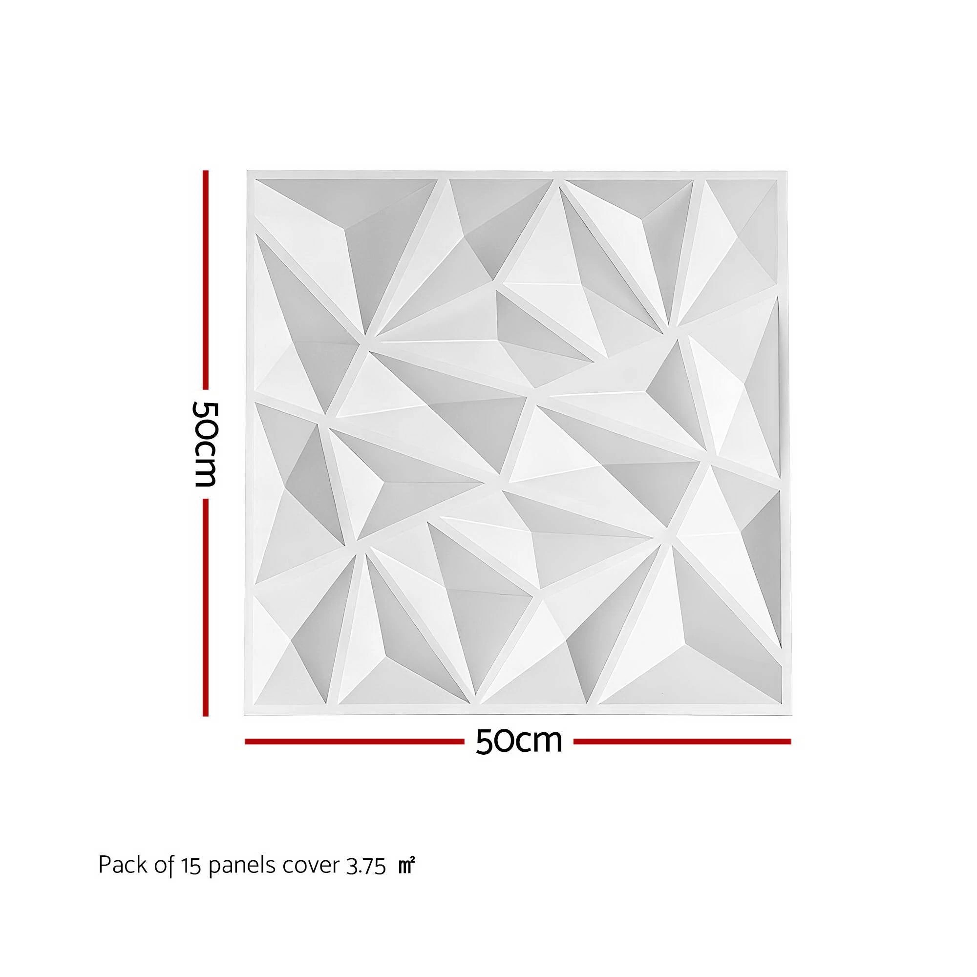 2 Artiss 3D Wall Panels Diamond 15PCS PVC Decorative Panels 50x50cm Feature Wall - White, 2 of 8