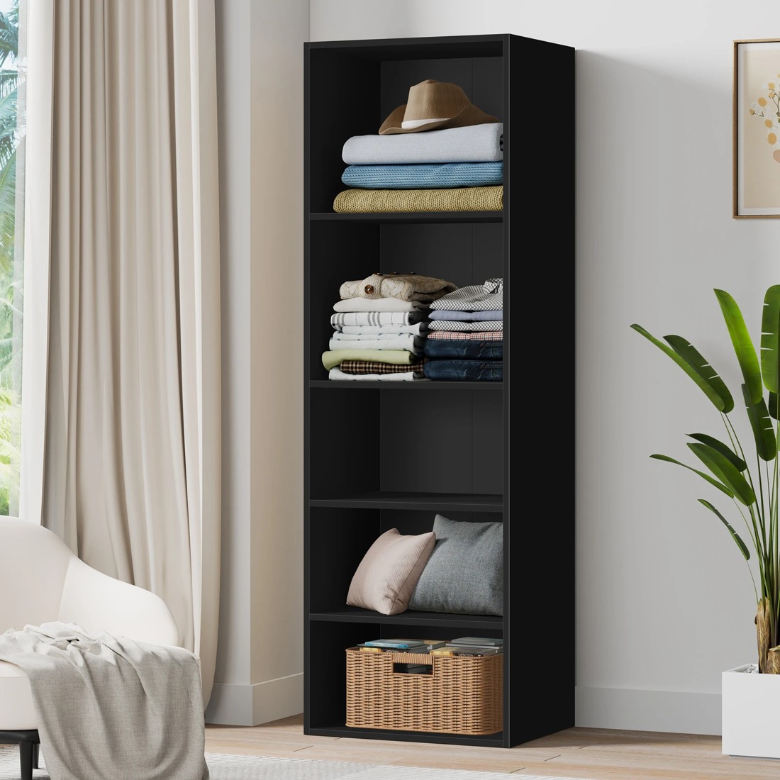 2 Alfordson Wardrobe Clothes Storage Cabinet Closet Organizer 5 Shelves - Black, 2 of 10