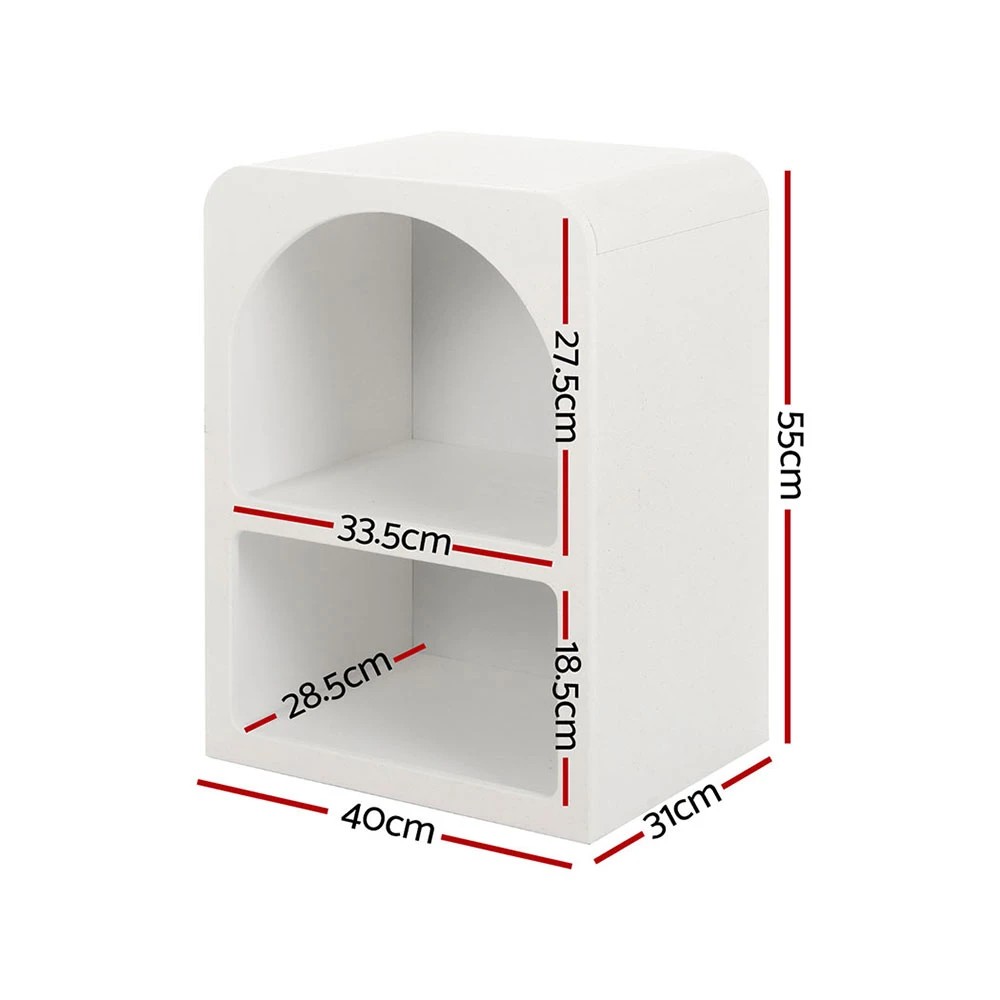 2 Artiss 2x Bedside Table 2 Shelves - ARCHED - White, 2 of 6