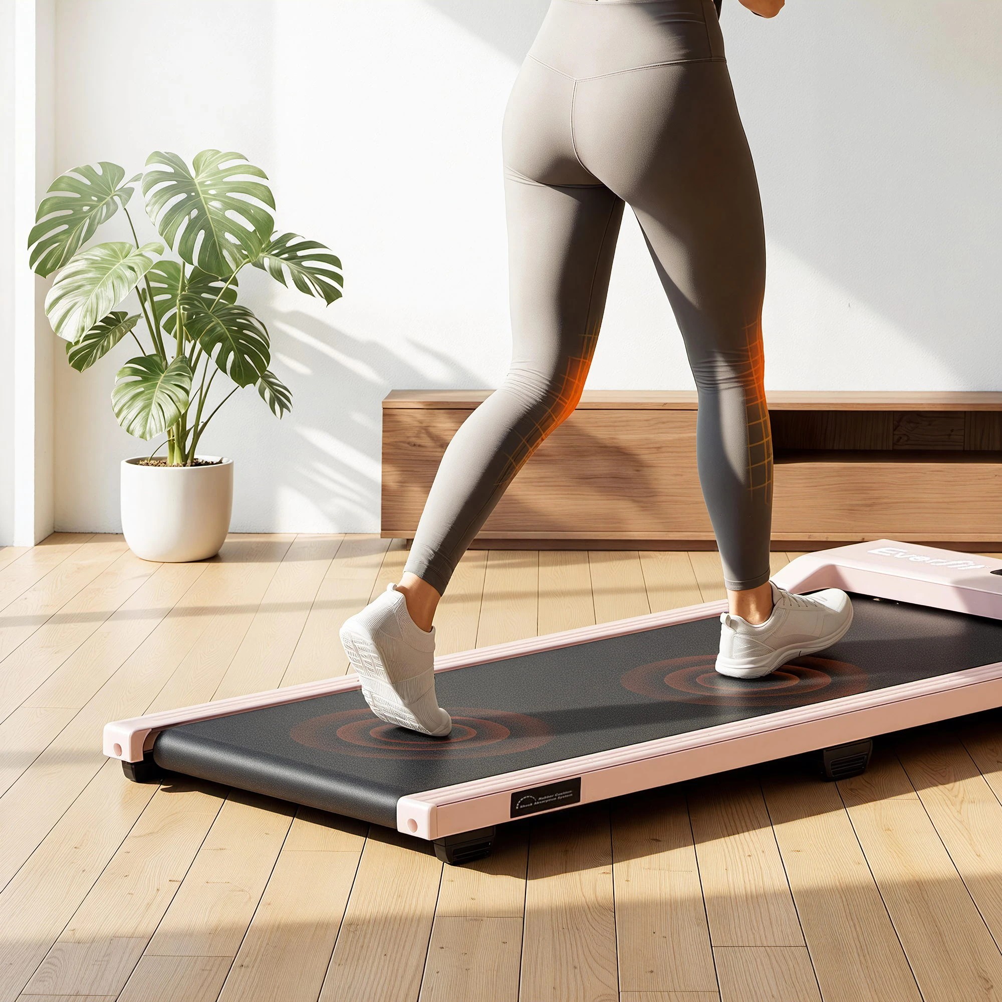 8 Everfit 3 in 1 Walking Pad Treadmill 12% Incline Under Desk Treadmills With 38cm Wide Belt - Pink, 8 of 9