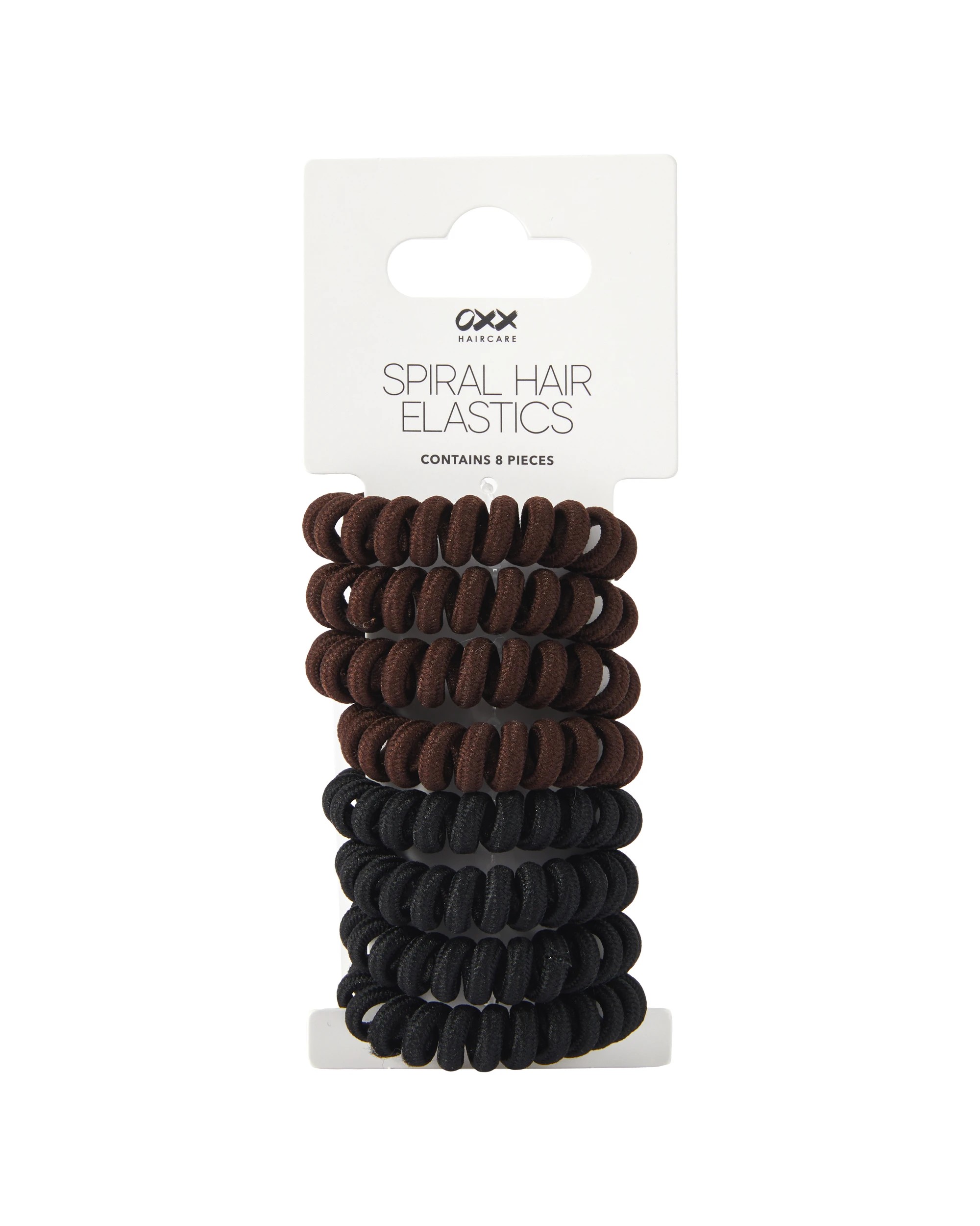 1 OXX Haircare 8 Piece Spiral Hair Elastics - Black and brown, 1 of 4
