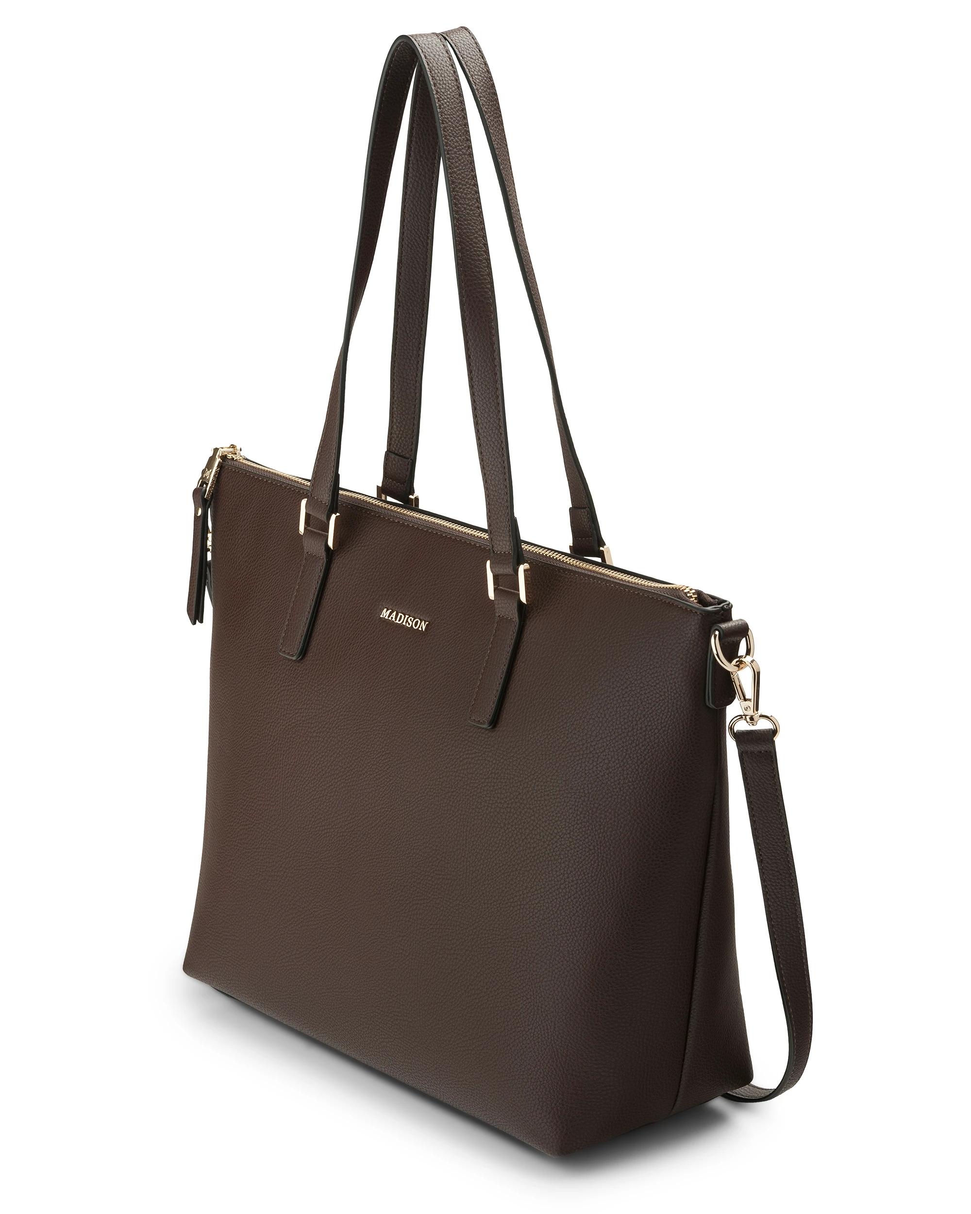 4 Madison Accessories Inga Large Tote Bag with Laptop Pocket CHOCOLATE, 4 of 8