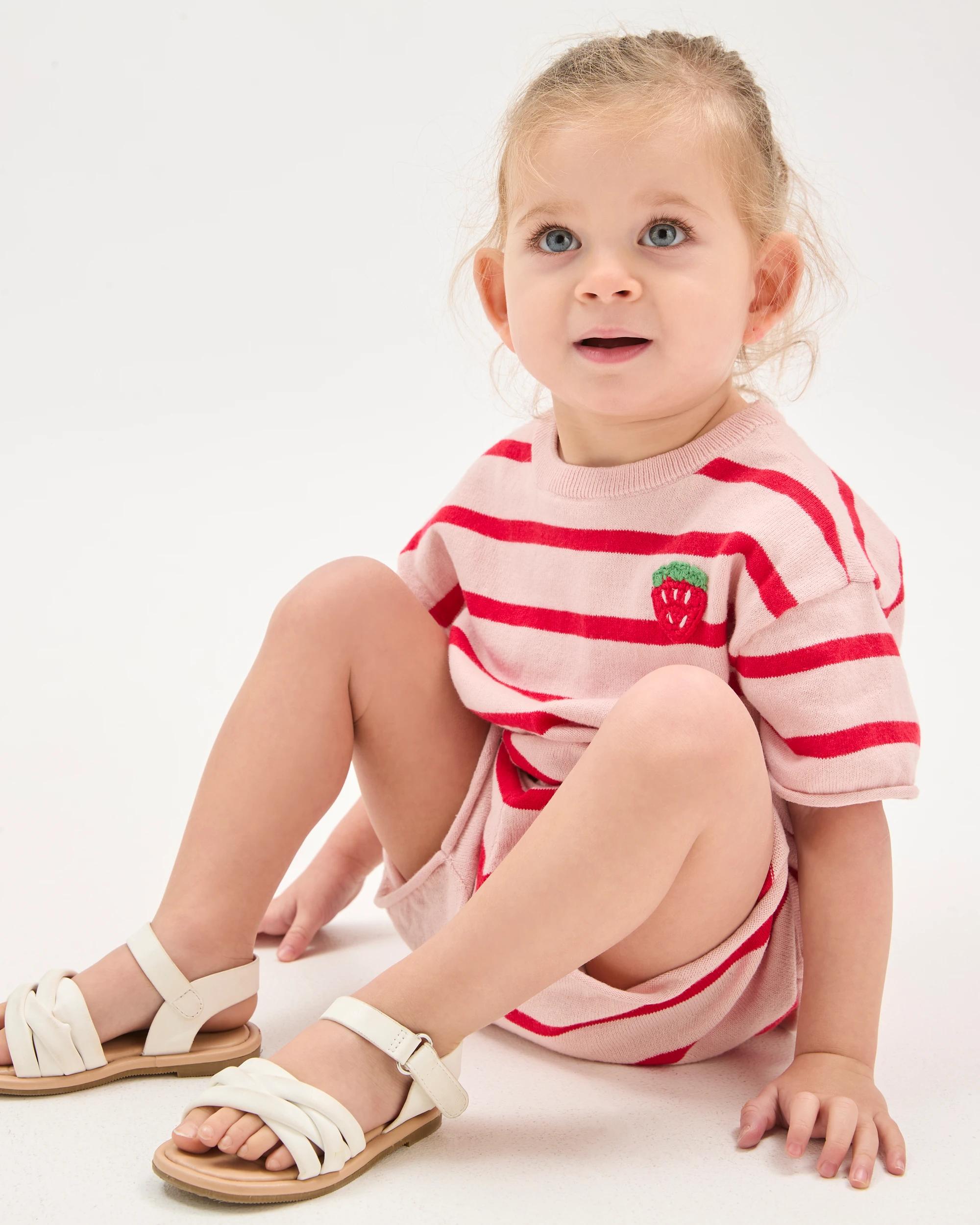 2 Target Baby Organic Cotton True Knit Top & Shorts Set STRAWBERRY PINK, 2 of 5
