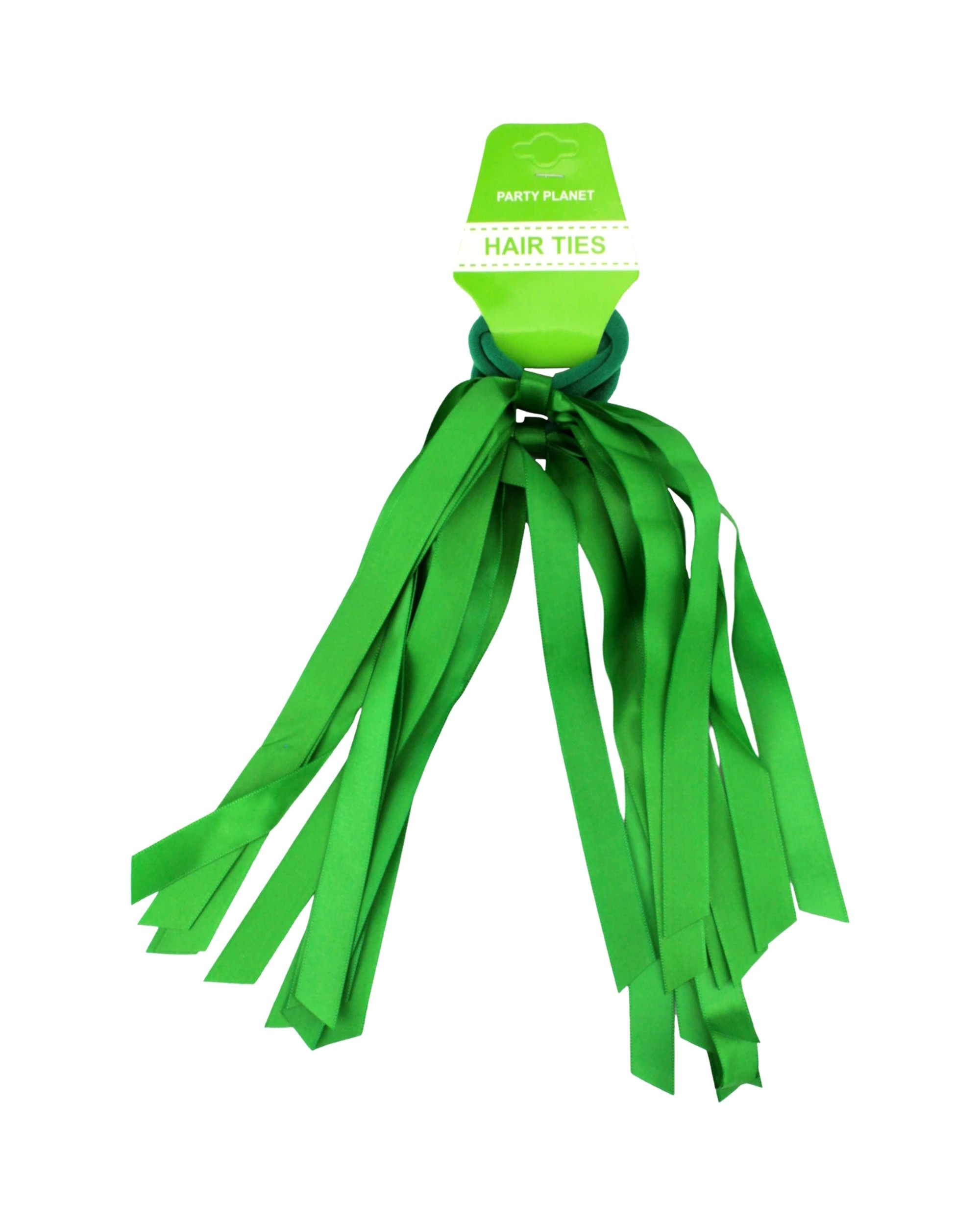 2 Party Planet Green Ribbon Hair Ties Pack of 2 - Green, 2 of 3