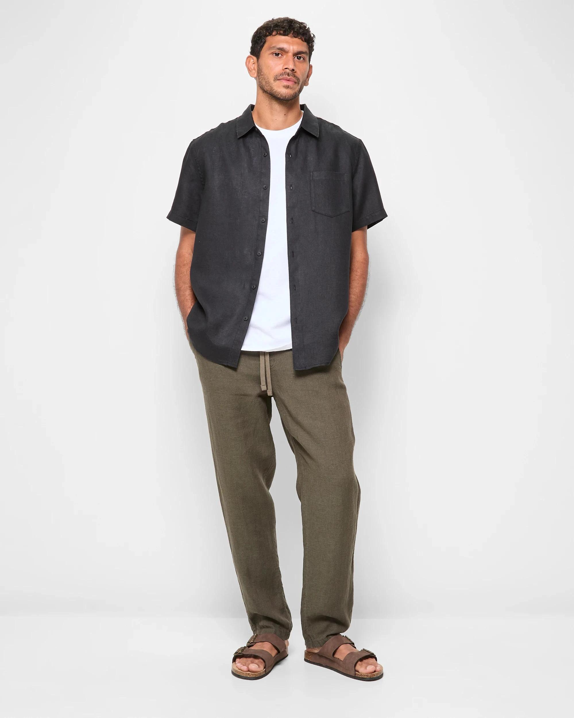 2 Target Man European Linen Short Sleeve Shirt BLACK, 2 of 7