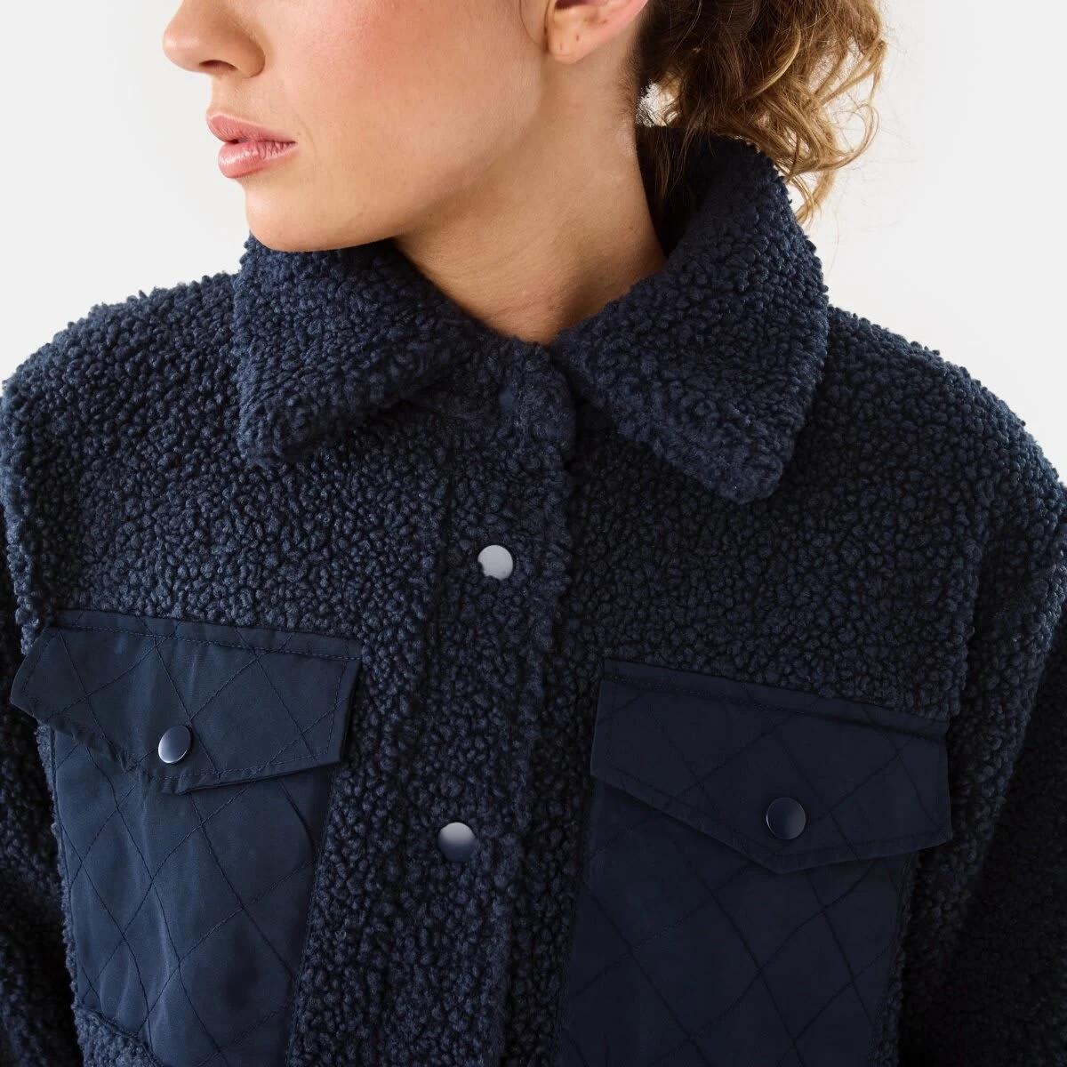 8 Active Womens Sherpa Jacket Shade Navy, 8 of 10