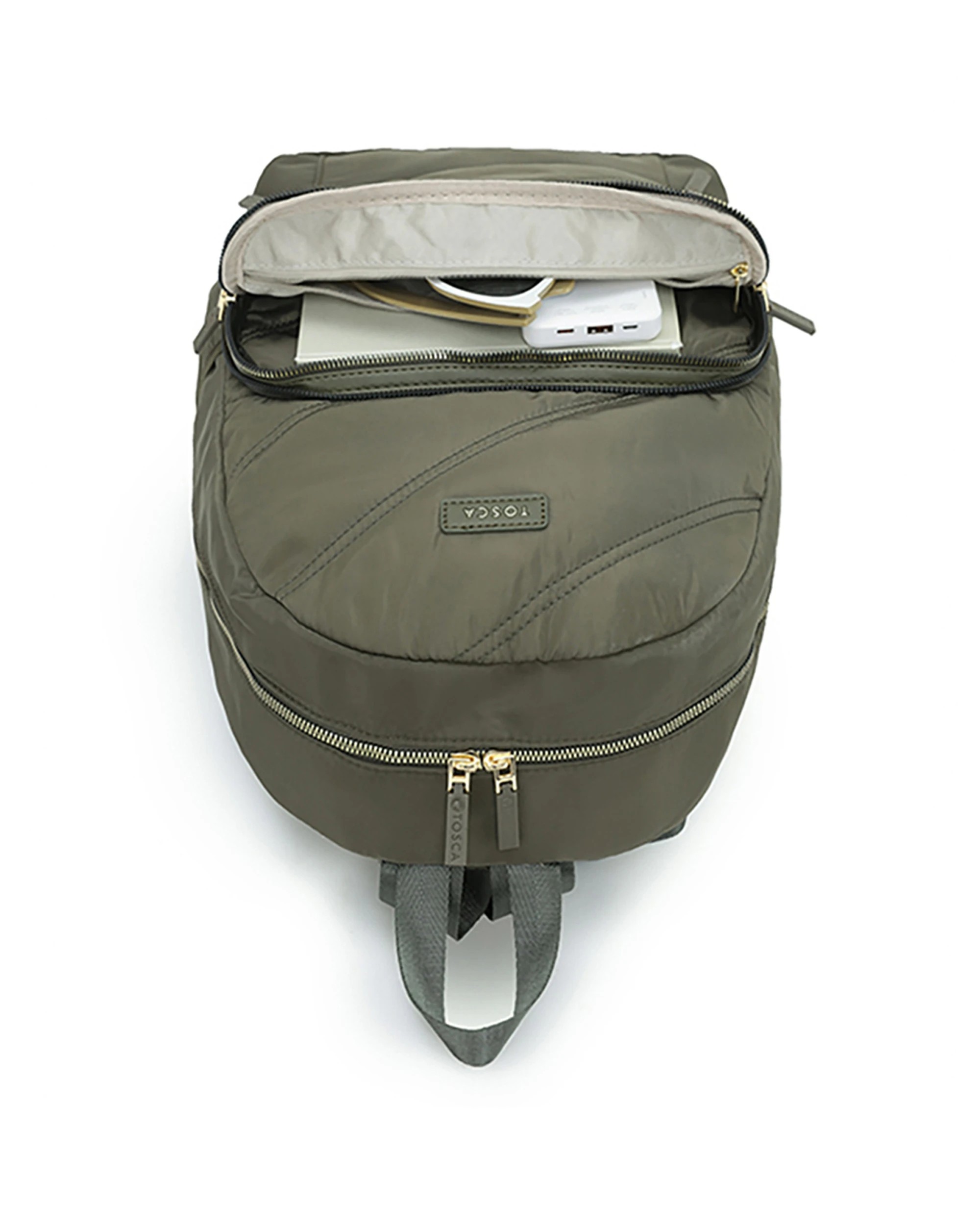 3 Tosca Zip/Fold Away Weekend Backpack/Shoulder Stitch - Green, 3 of 4