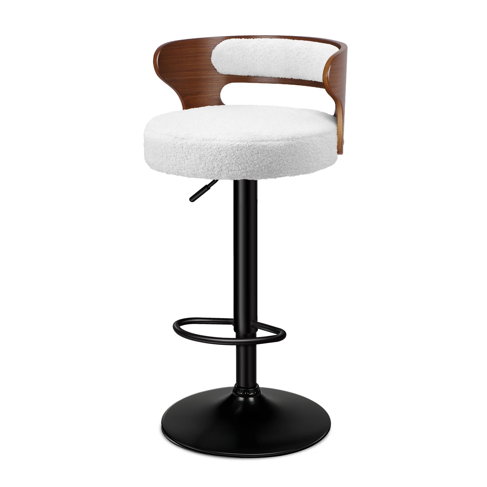 6 Alfordson 2x Bar Stool Kitchen Swivel Chair Wooden Boucle Ramiro - White, 6 of 10