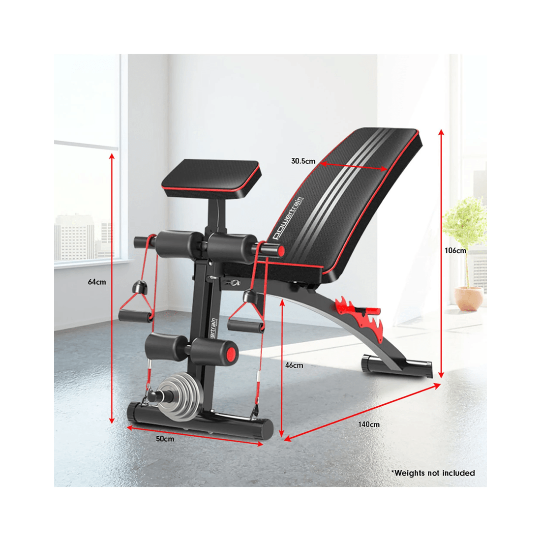 2 Powertrain Adjustable FID Home Gym Bench with Preacher Curl Pad, 2 of 6