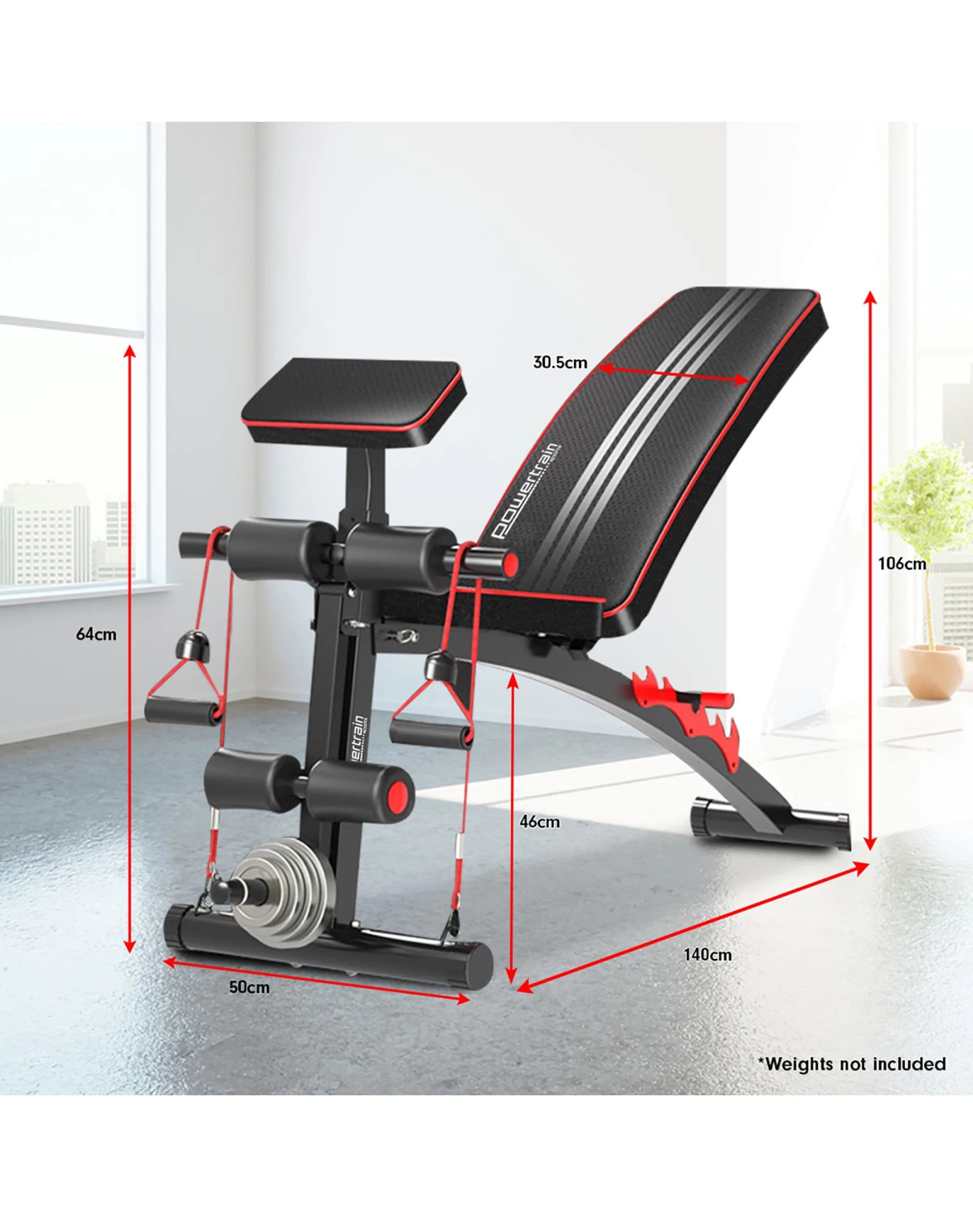 2 Powertrain Adjustable FID Home Gym Bench with Preacher Curl Pad, 2 of 6