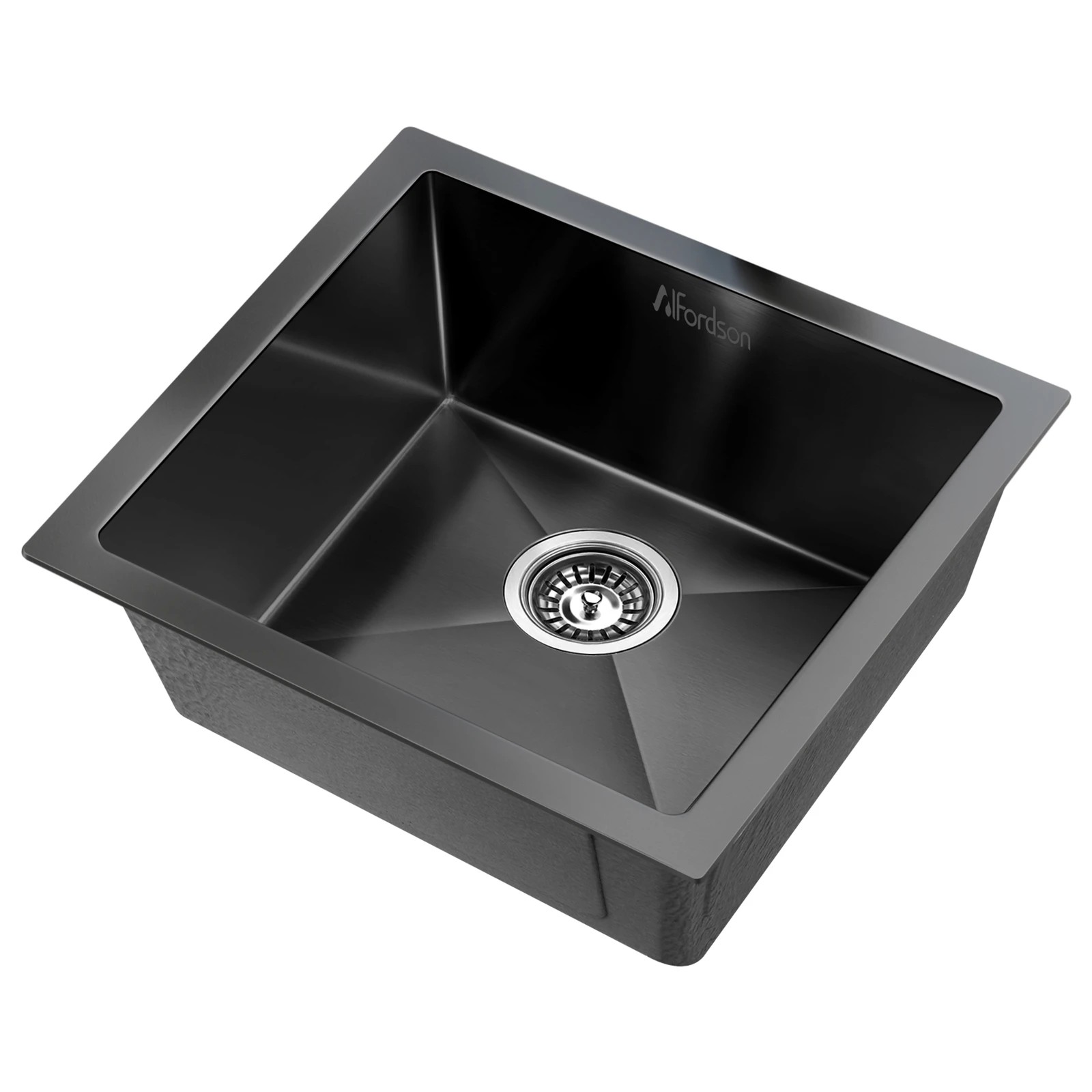 1 Alfordson Kitchen Sink 44x44cm Stainless Steel Basin Single Bowl - Black, 1 of 9