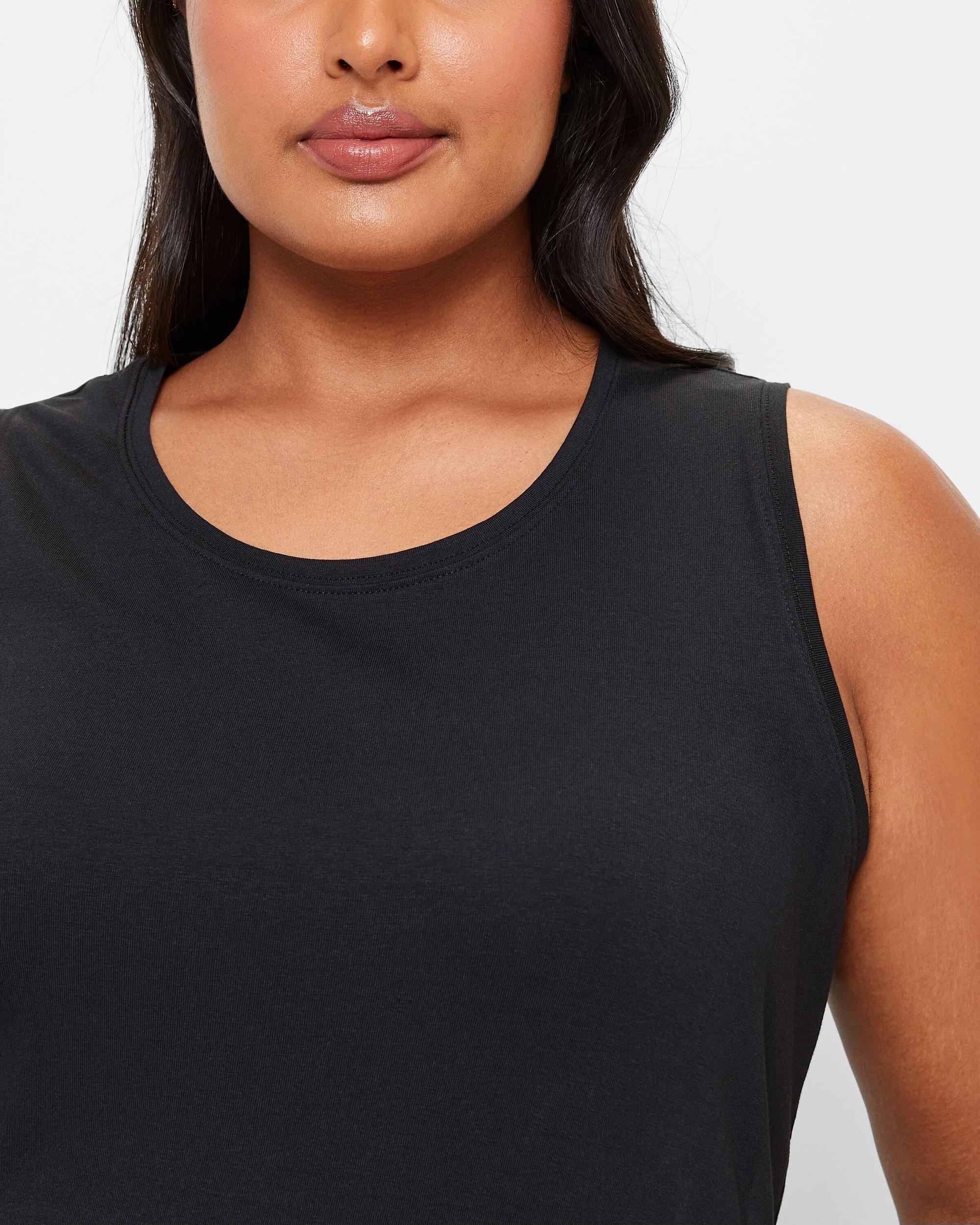 5 Target Curve Plus Size Australian Cotton Blend Sleeveless Tank BLACK, 5 of 9