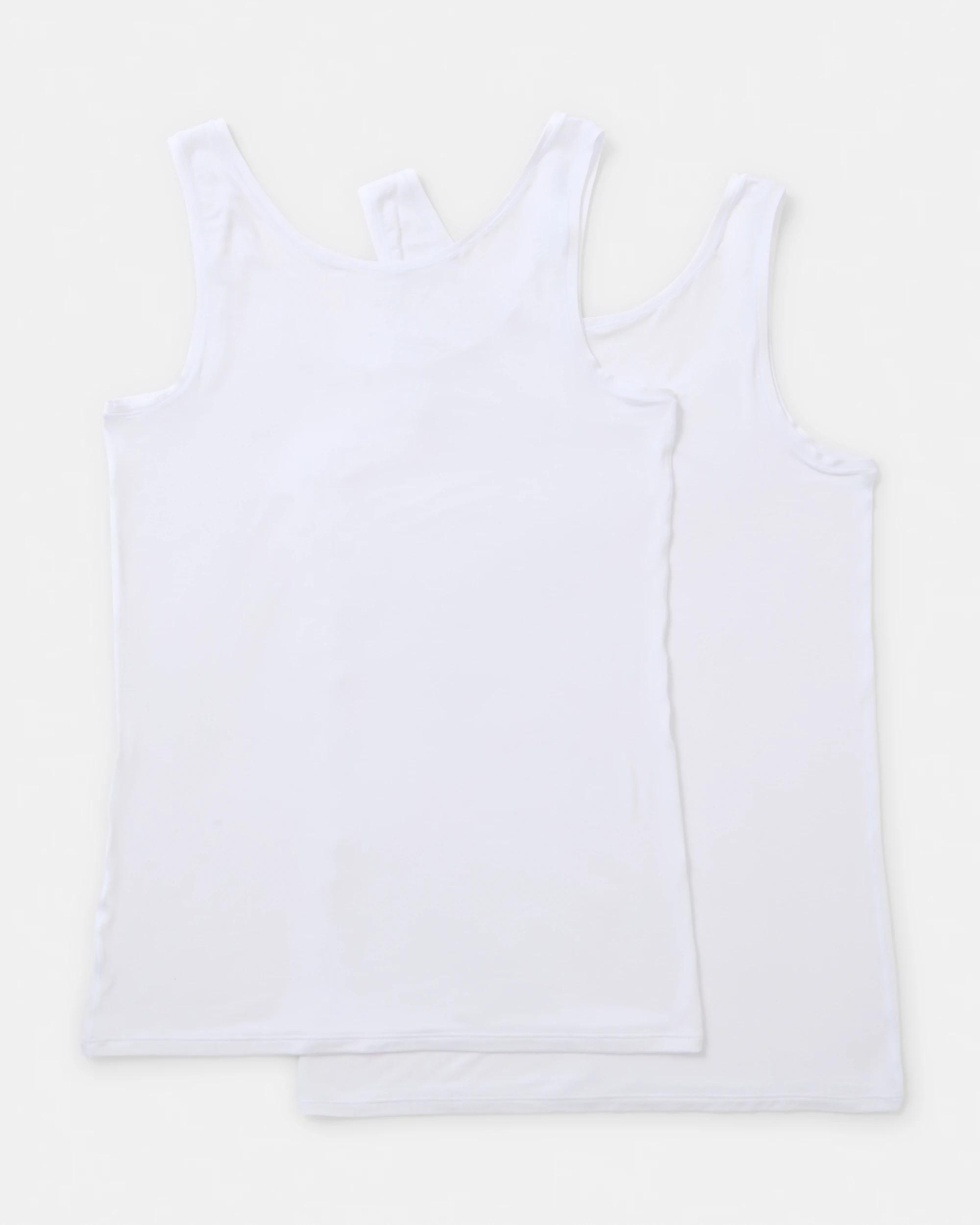 2 2 Pack Bamboo Thermal Tank White, 2 of 5