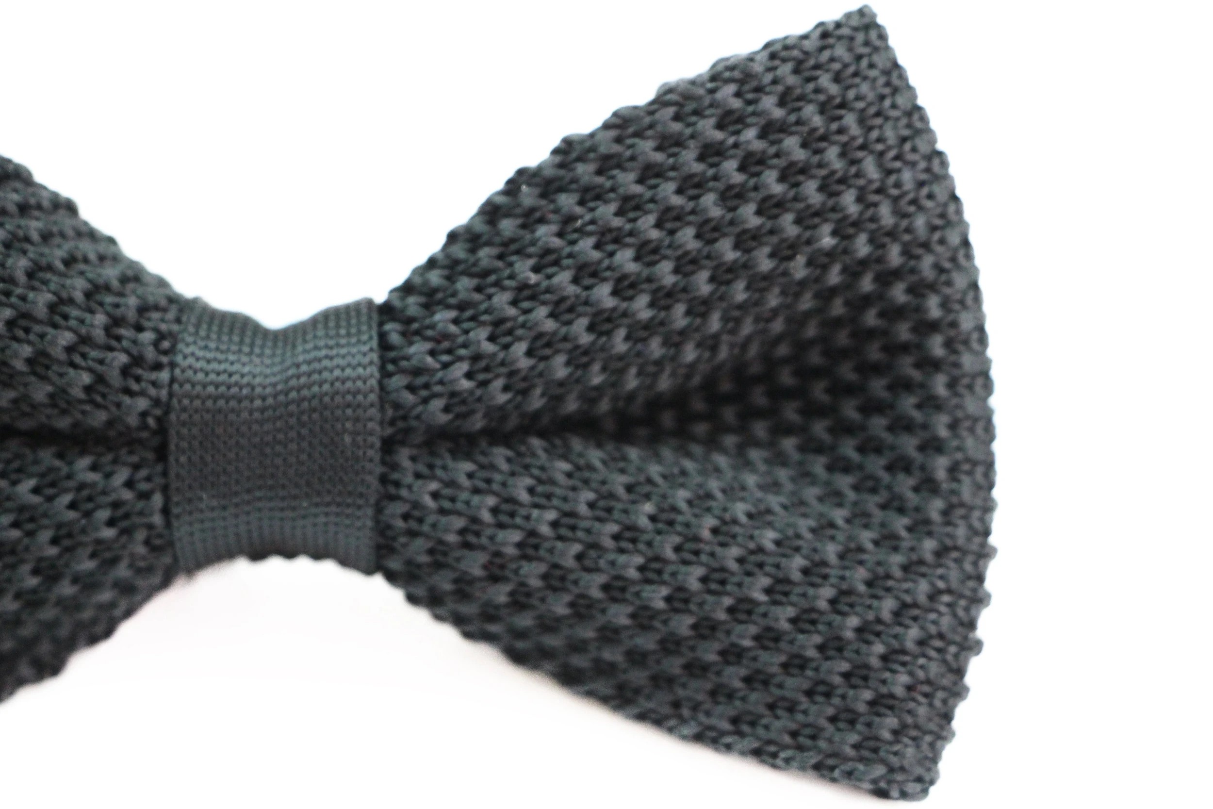 3 Zasel Mens Black Cross-Hatched Knitted Bow Tie - Black, 3 of 6