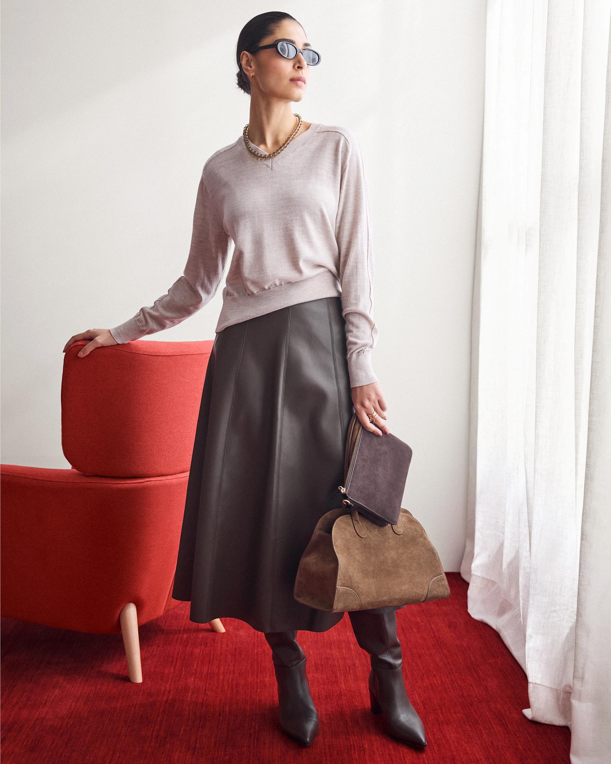 7 Target Petites Petites PU Panel A-Line Skirt DARK CHOCOLATE, 7 of 7