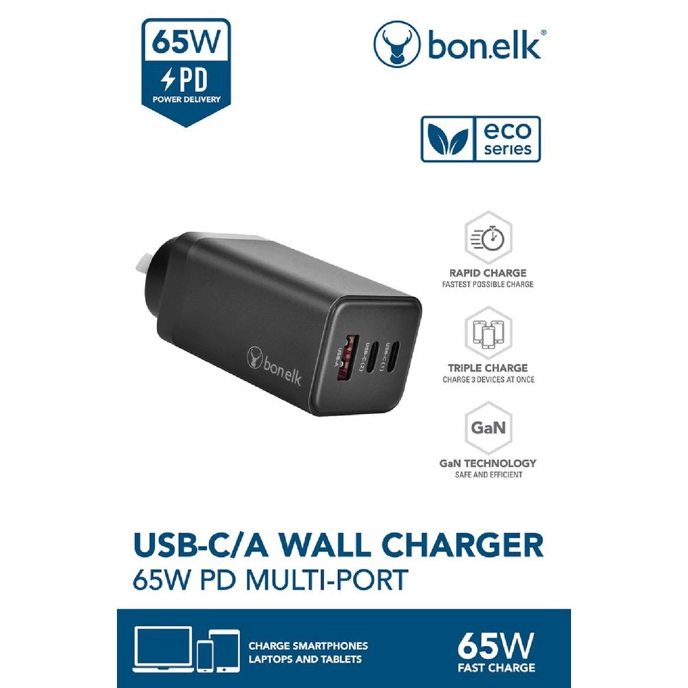 7 Bonelk Eco Wall Charger 3x USB-C 65w Black, 7 of 7
