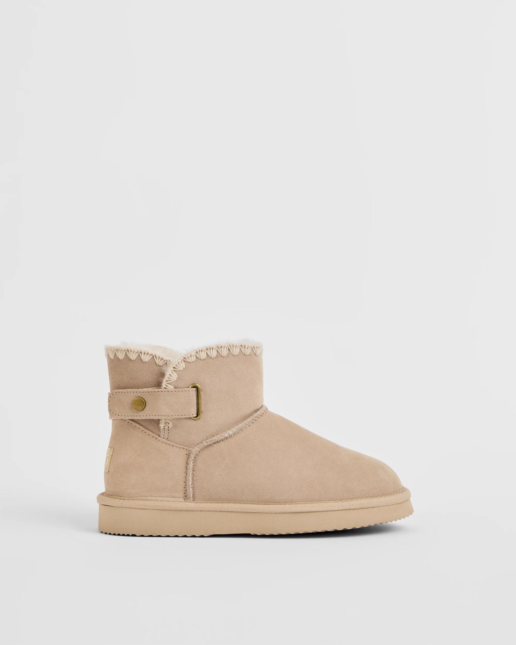 1 Australian Design Ugg Boots and Slippers Australian Design Leather and Sheepskin Platform Stitched Pixie Boot SAND, 1 of 3