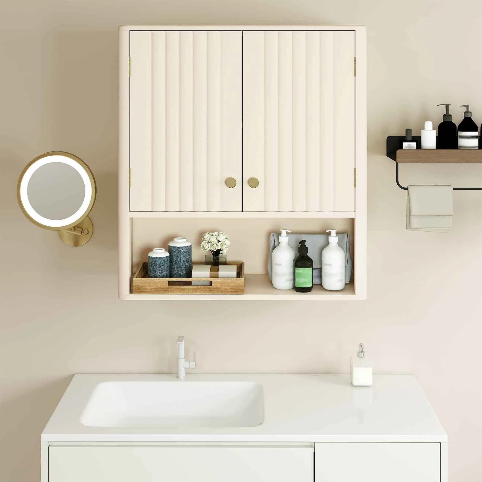 2 Costway Wall Mounted Bathroom Cabinet Medicine Cabinet Storage Cupboard, 2 of 5