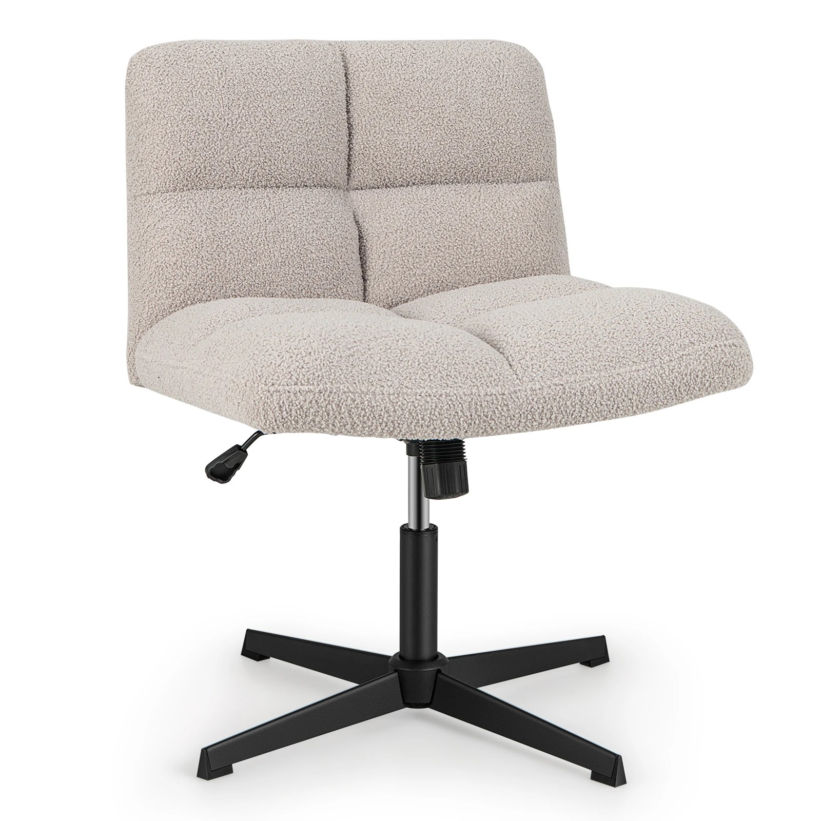 1 Costway Armless Office Desk Chair Modern Swivel Vanity Chair w/Imitation Lamb Fleece, 1 of 1