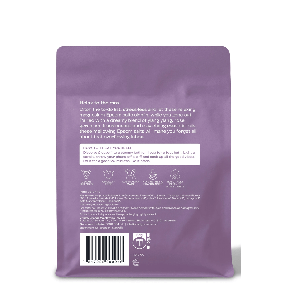 2 Epzen Relax Magnesium Epsom Salts 900g - Pure Essential Oils, 2 of 2
