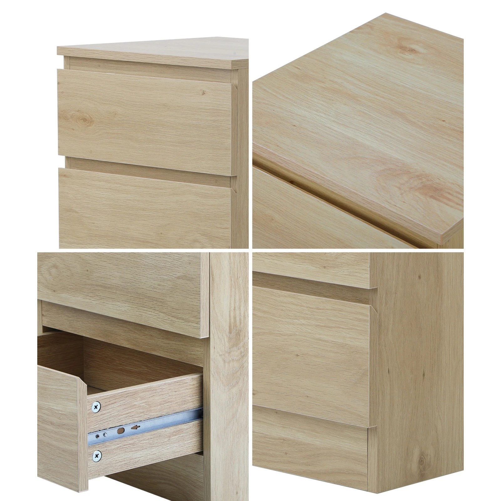 4 Oikiture Bedside Table 3 Drawers Side Tables Storage Cabinet Nightstand
 - Natural, 4 of 10