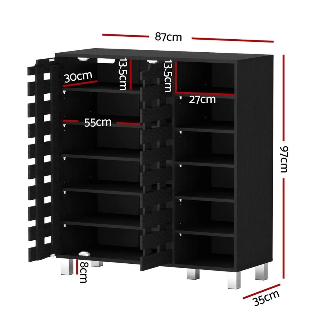 1 Artiss Shoe Rack Cabinet 6 Tier Storage Shelf - Black, 1 of 5