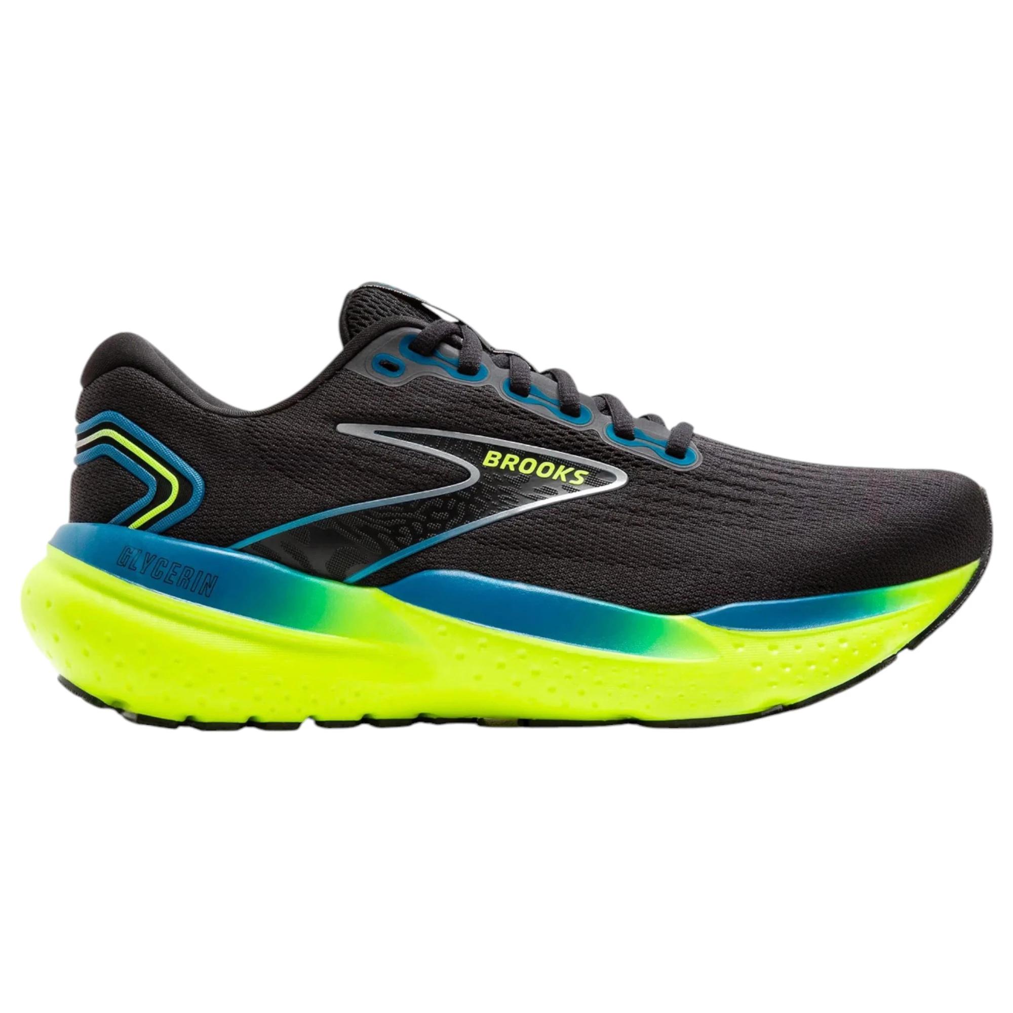 1 Brooks Mens Glycerin 21 Athletic Running Shoes BLACK/BLUE/NIGHTLIFE, 1 of 6