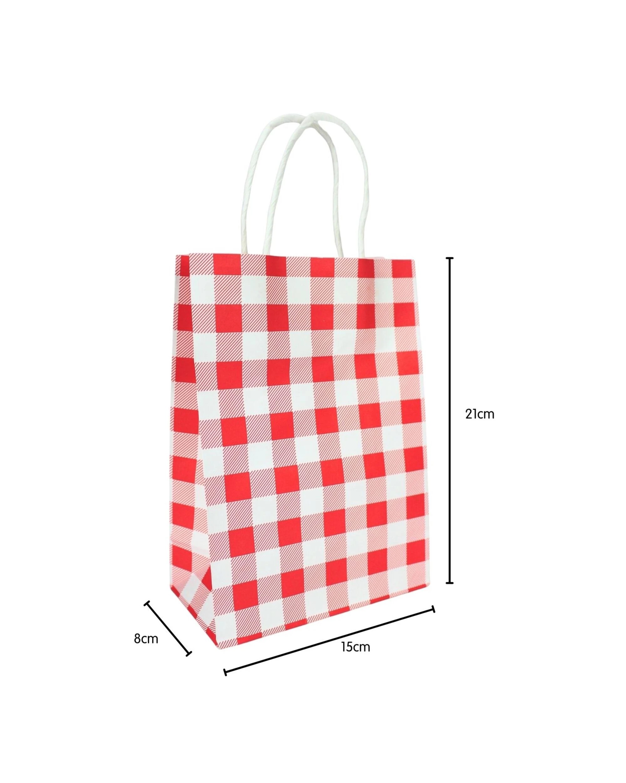 2 Party Maker Bright Gingham Gift Bags Pack of 10 - Red, 2 of 4