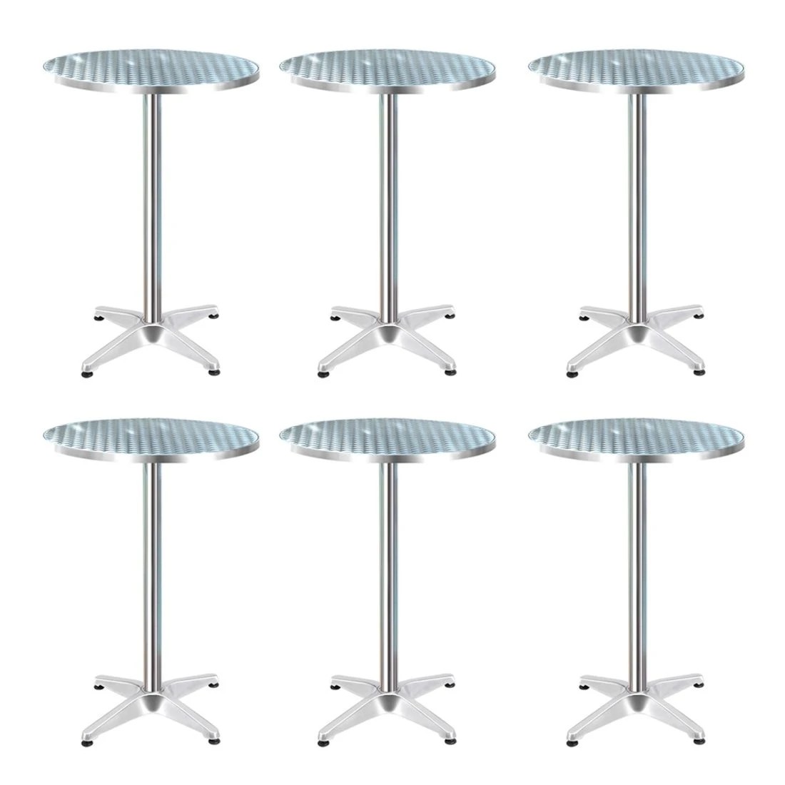 1 Gardeon Set of 6 Outdoor Bar Table Aluminium Round 70/110CM - Silver, 1 of 5