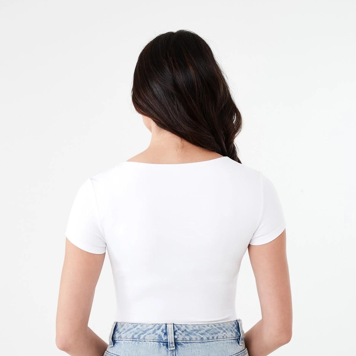 4 Short Sleeve Scoop Neck Bodysuit WHITE, 4 of 6