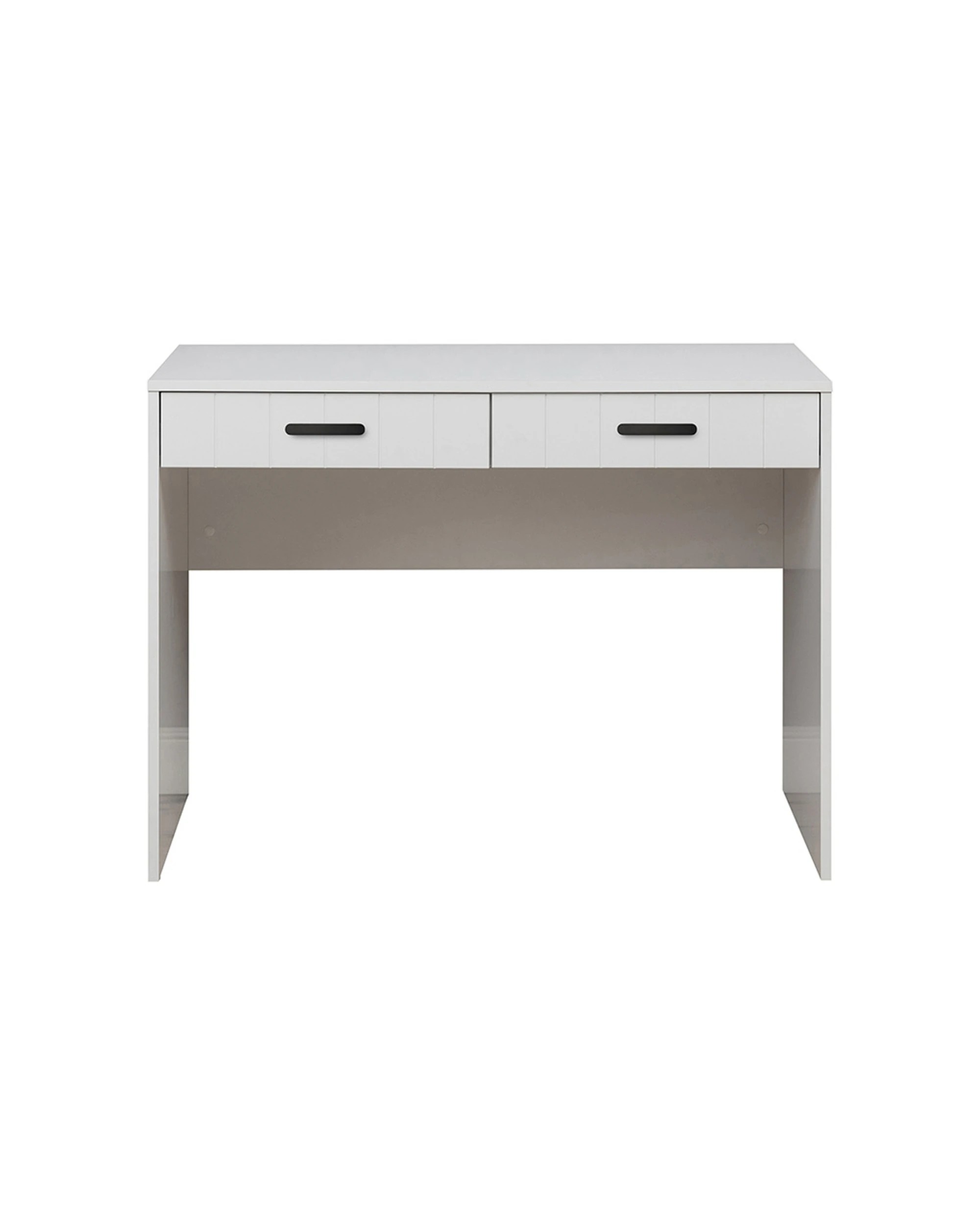 1 European Cabinetry Odessa VJ Panel Furniture Desk Oval Handle - White, 1 of 2