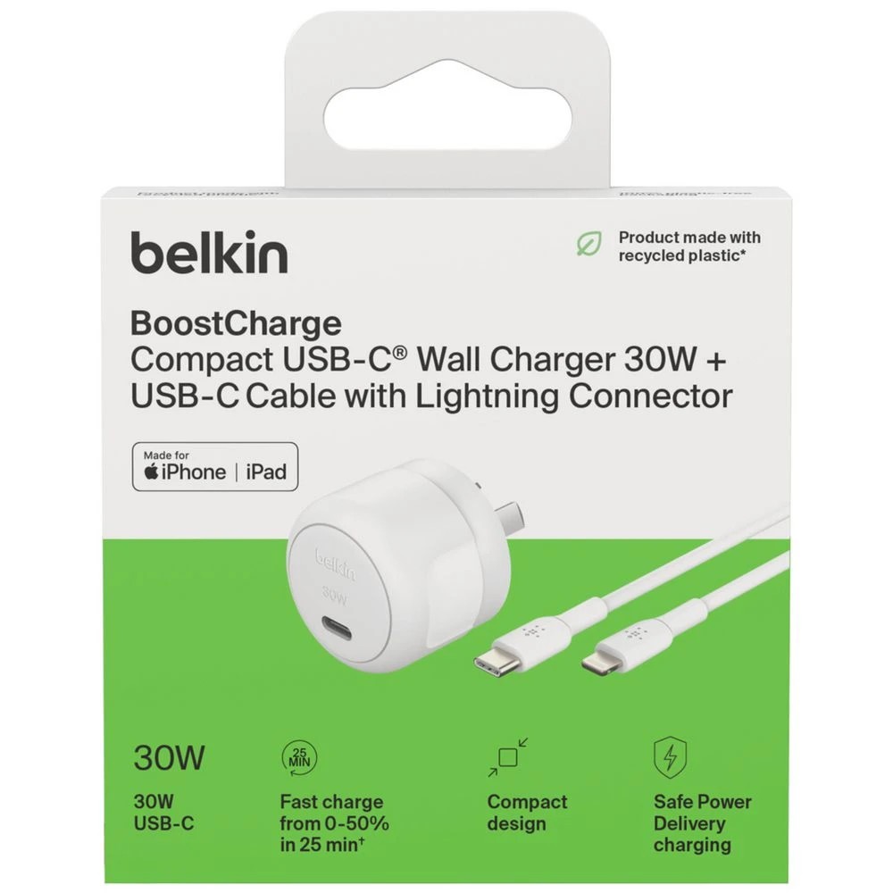 3 Belkin 30W USB-C Wall Charger with Lightning Cable White, 3 of 3