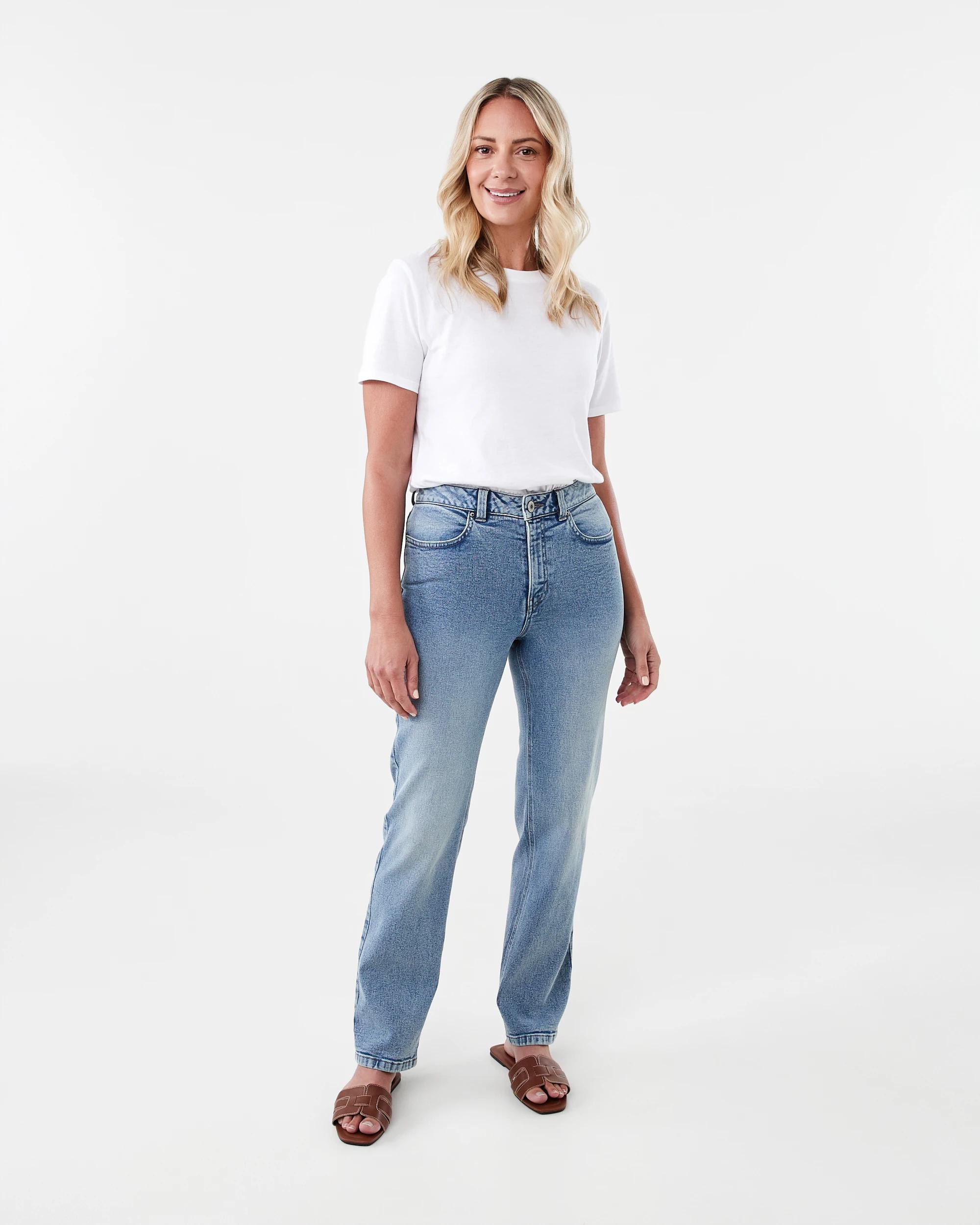 2 High Rise Straight Leg Jeans Light Wash, 2 of 8