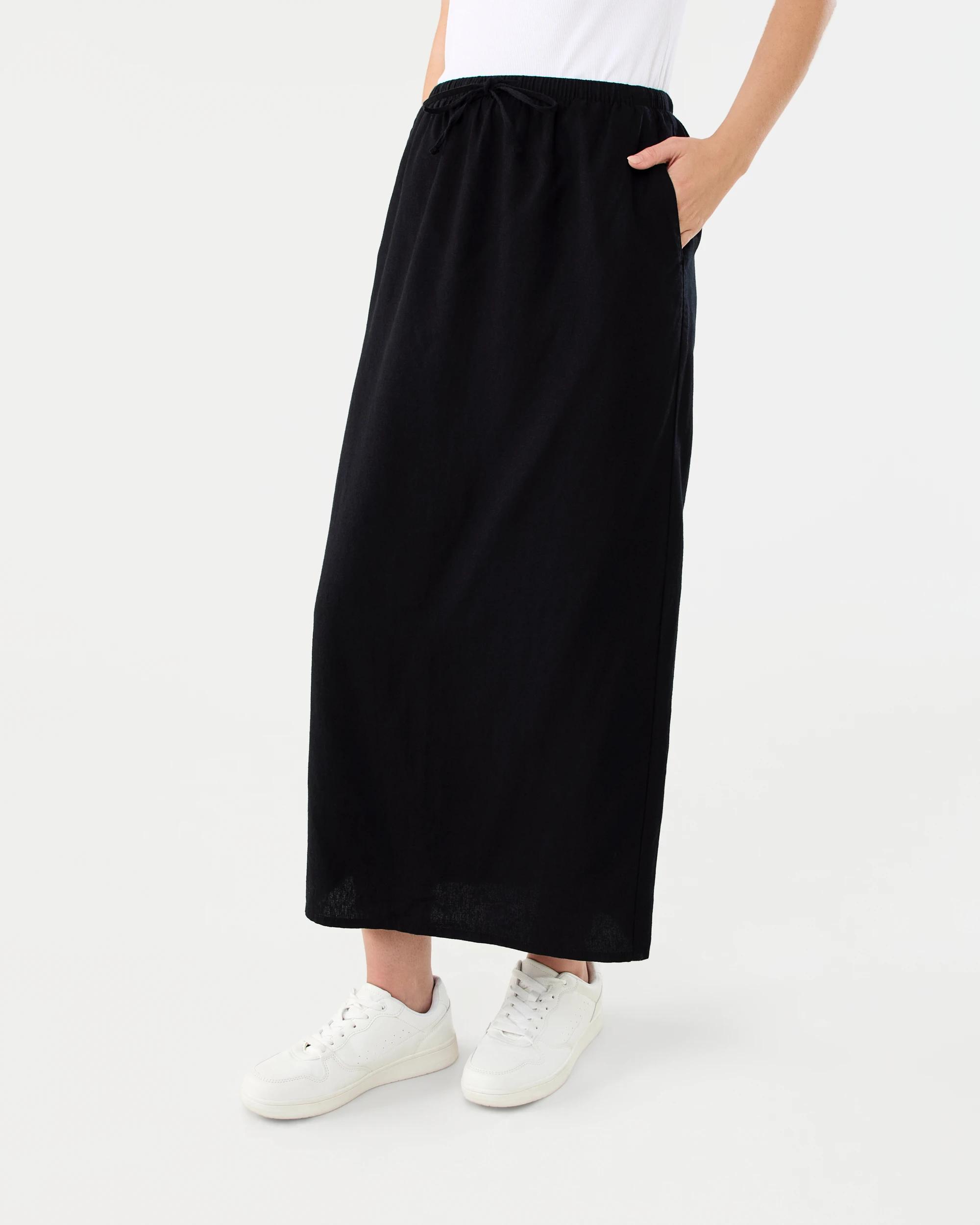 2 Linen Blend Column Maxi Skirt Black, 2 of 4