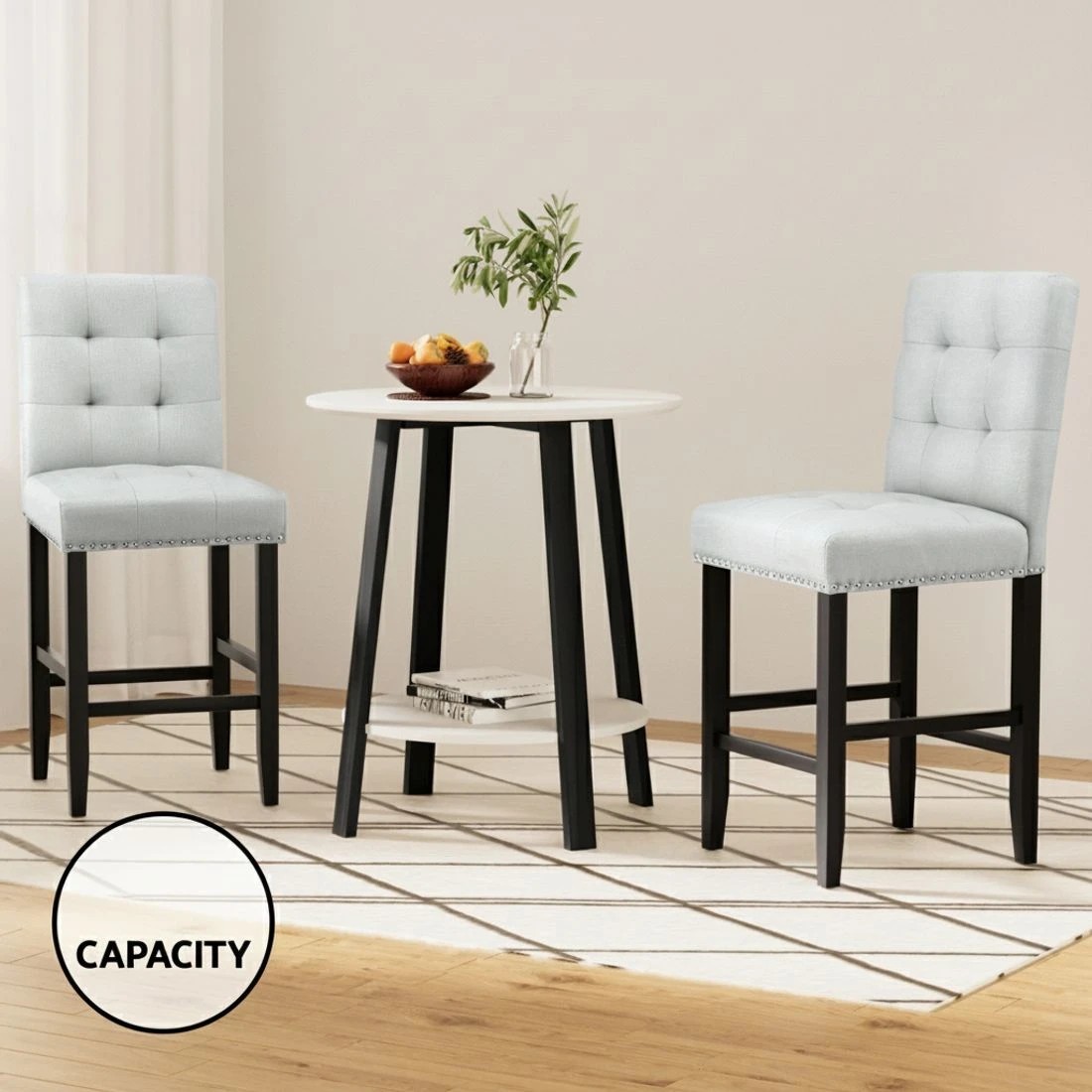 4 Artiss 4x Bar Stools Kitchen Dining Chairs Counter Fabric Stool Wooden Ada - Grey, 4 of 6