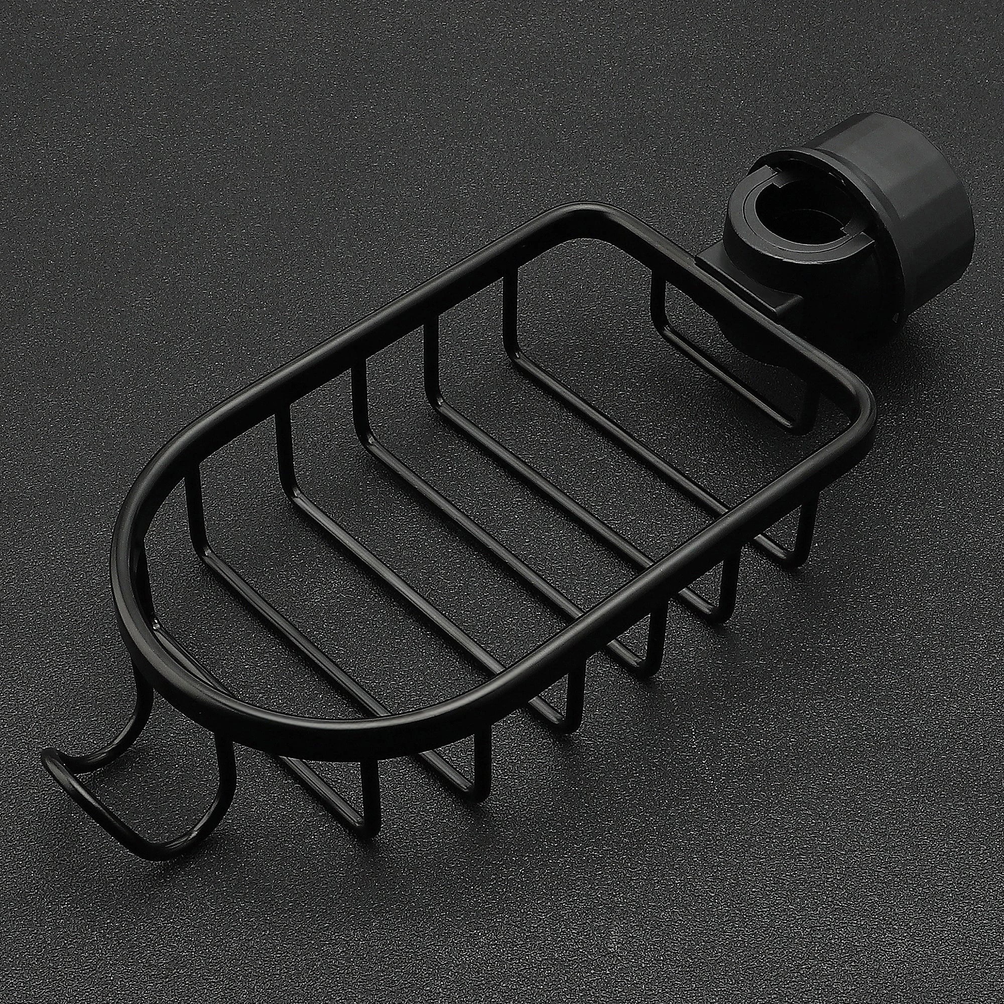 2 Kitchen Sponge Holder Faucet Caddy Bath Shower Storage Rack Aluminium Alloy Rust Free Waterproof - Black - Black, 2 of 4