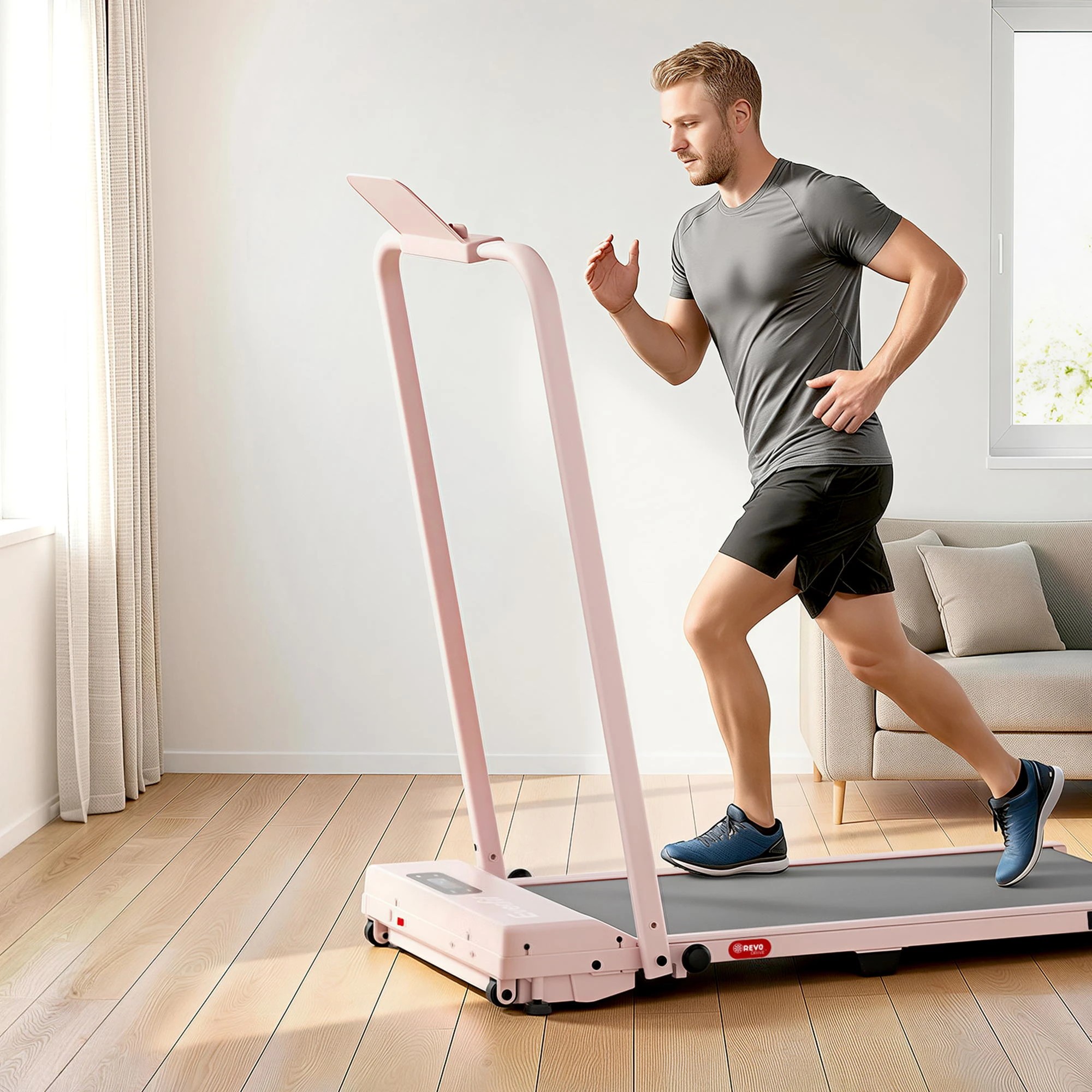 5 Everfit 3 in 1 Walking Pad Treadmill 12% Incline Under Desk Treadmills for Home - Pink, 5 of 10