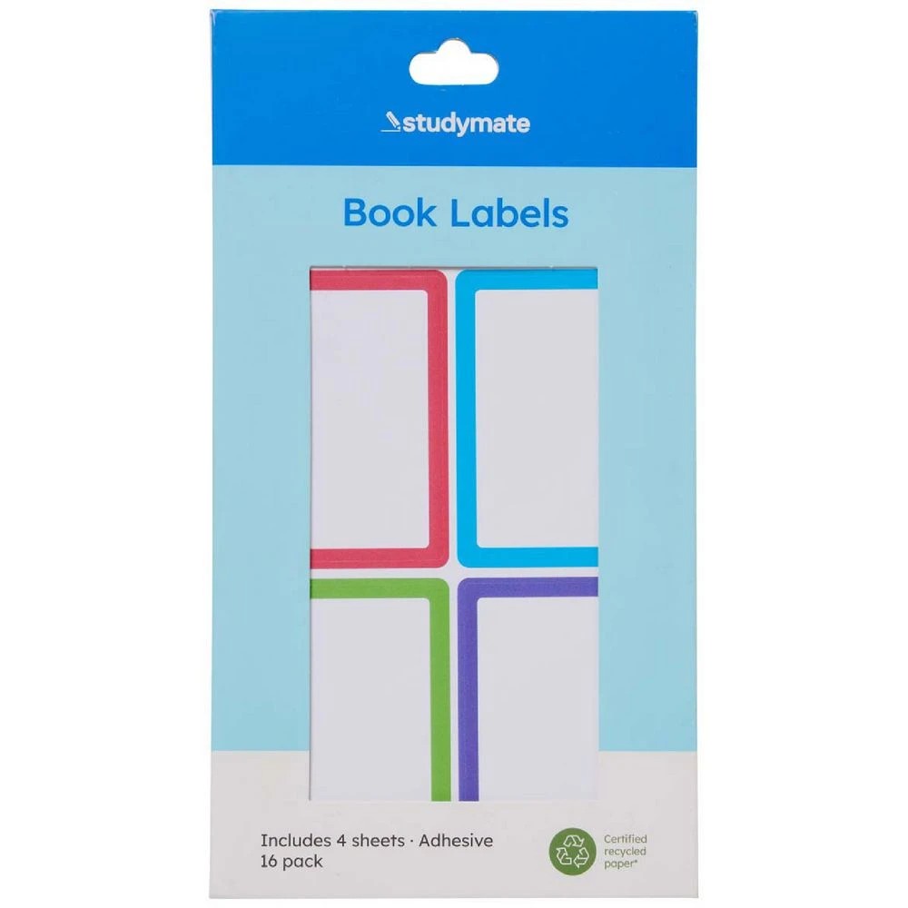 1 Studymate Book Labels 16 Pack Multicoloured, 1 of 3