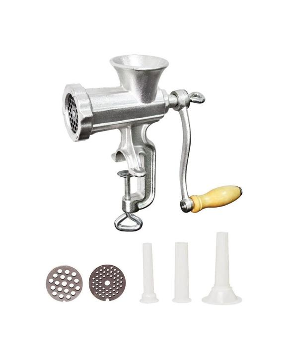 Appetito Cast Iron Meat Mincer No.8 Manual Sausage & Mince Maker 2428 - Silver