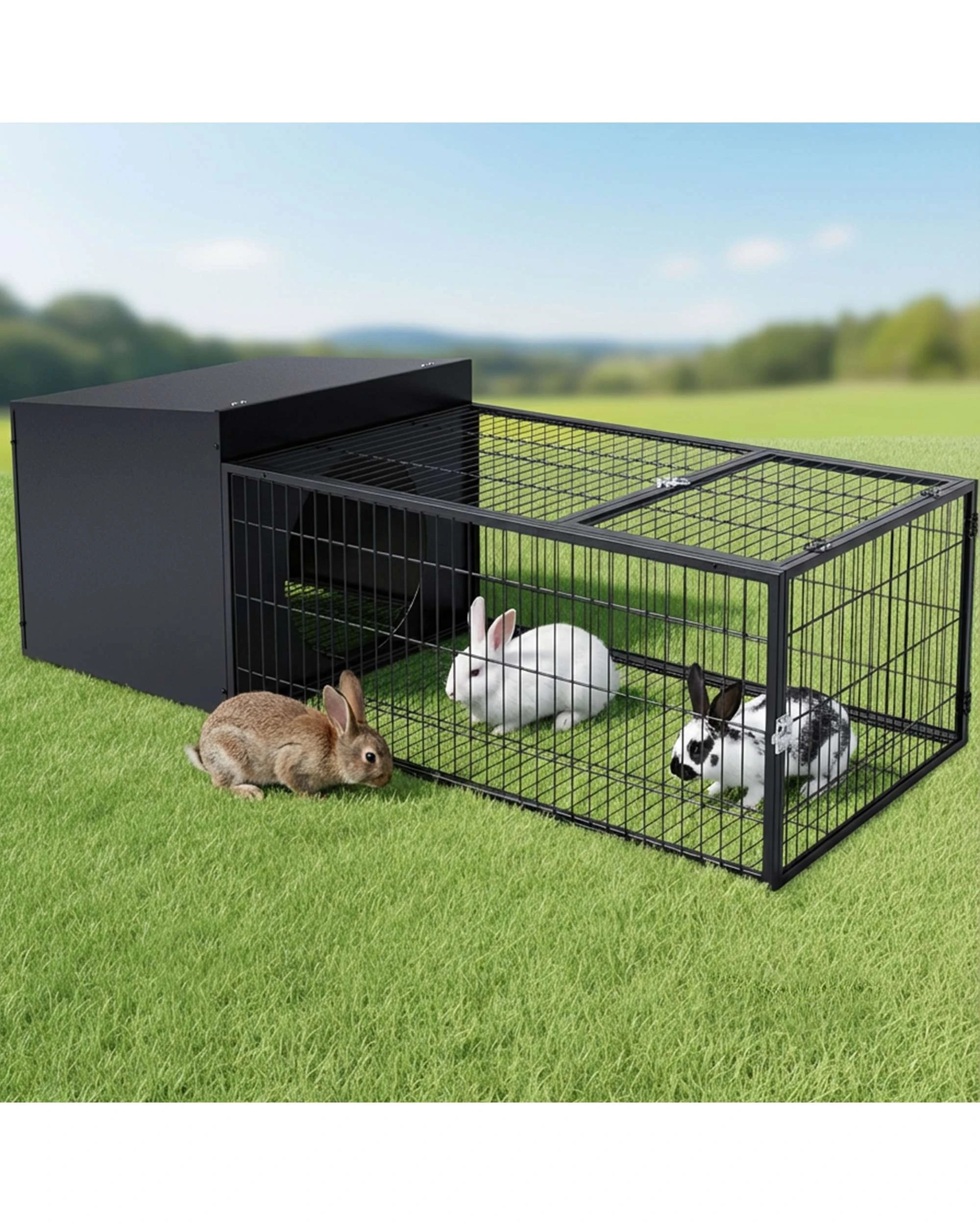 2 Advwin Rabbit Hutch 125x55cm Bunny Cage Guinea Pig Cage Pet Cage, 2 of 9