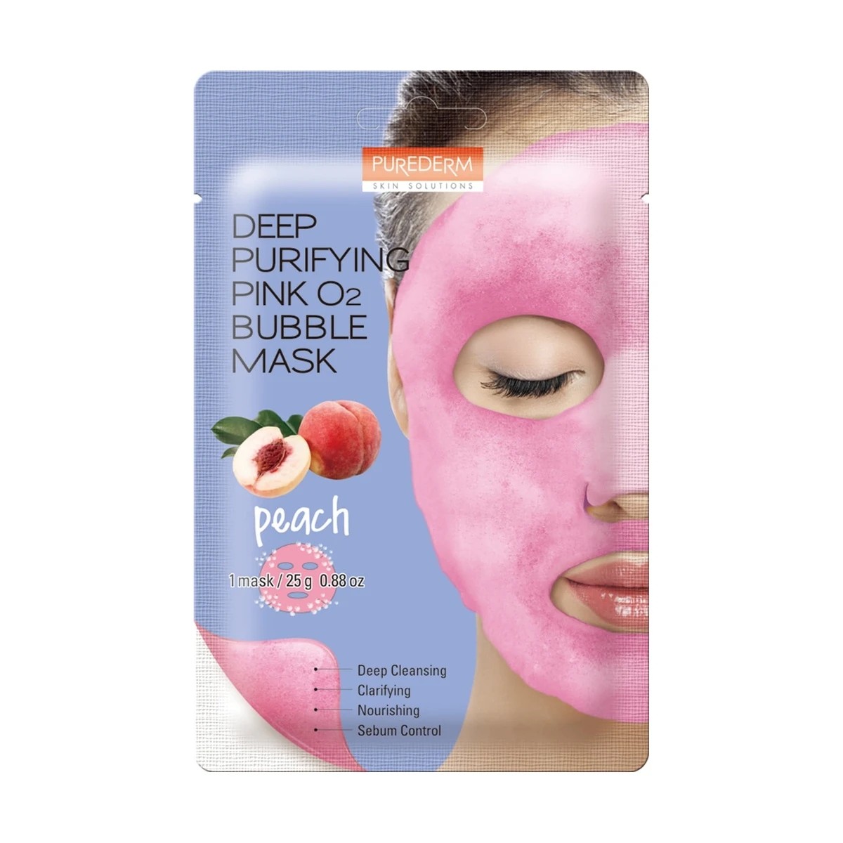 1 Purederm Deep Purifying Pink O2 Bubble Mask 25g - Peach