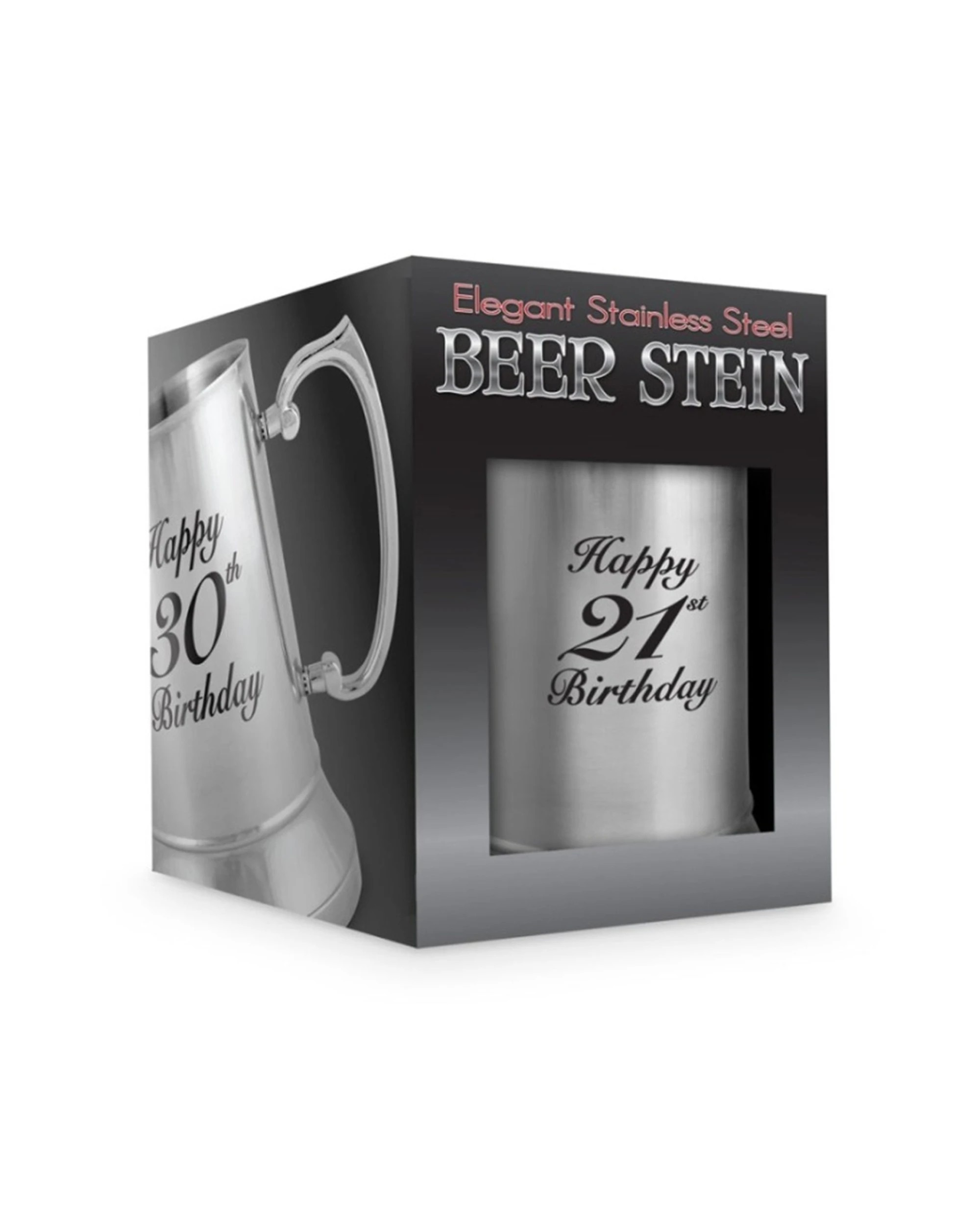 2 LMD Beer Mug Happy 60th Birthday Stainless Steel 530ml - Silver, 2 of 2