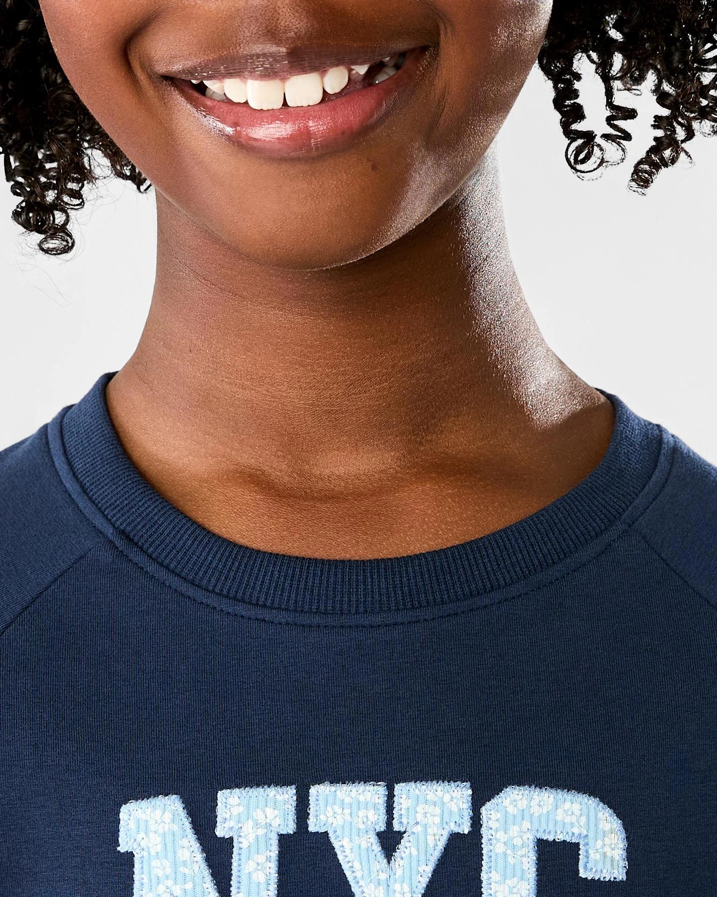 4 Short Raglan Sleeve Patchwork T-shirt Blue Text, 4 of 8