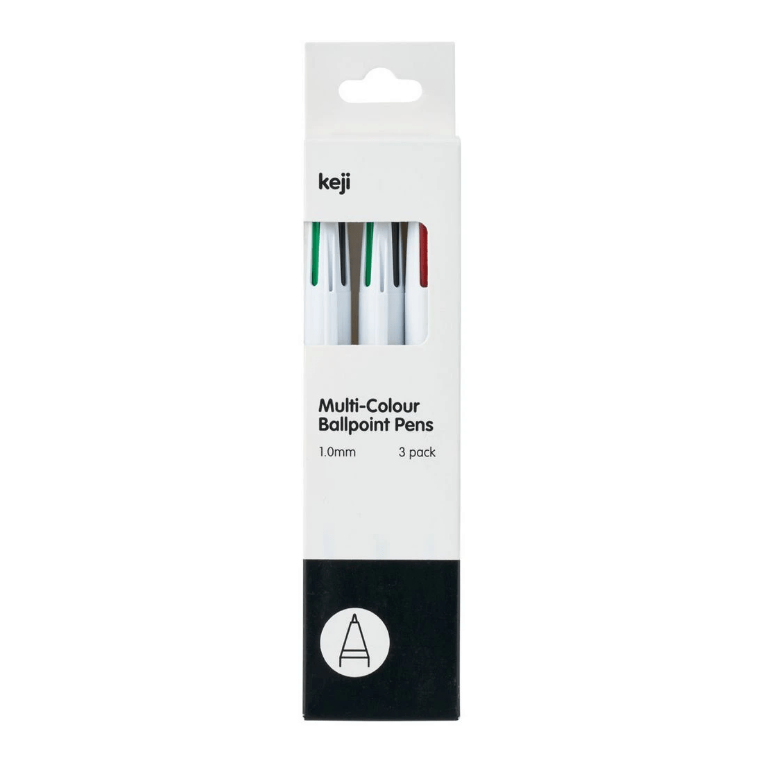 1 Keji 4 Colour Retractable Ballpoint Pens Assorted 3 Pack, 1 of 2