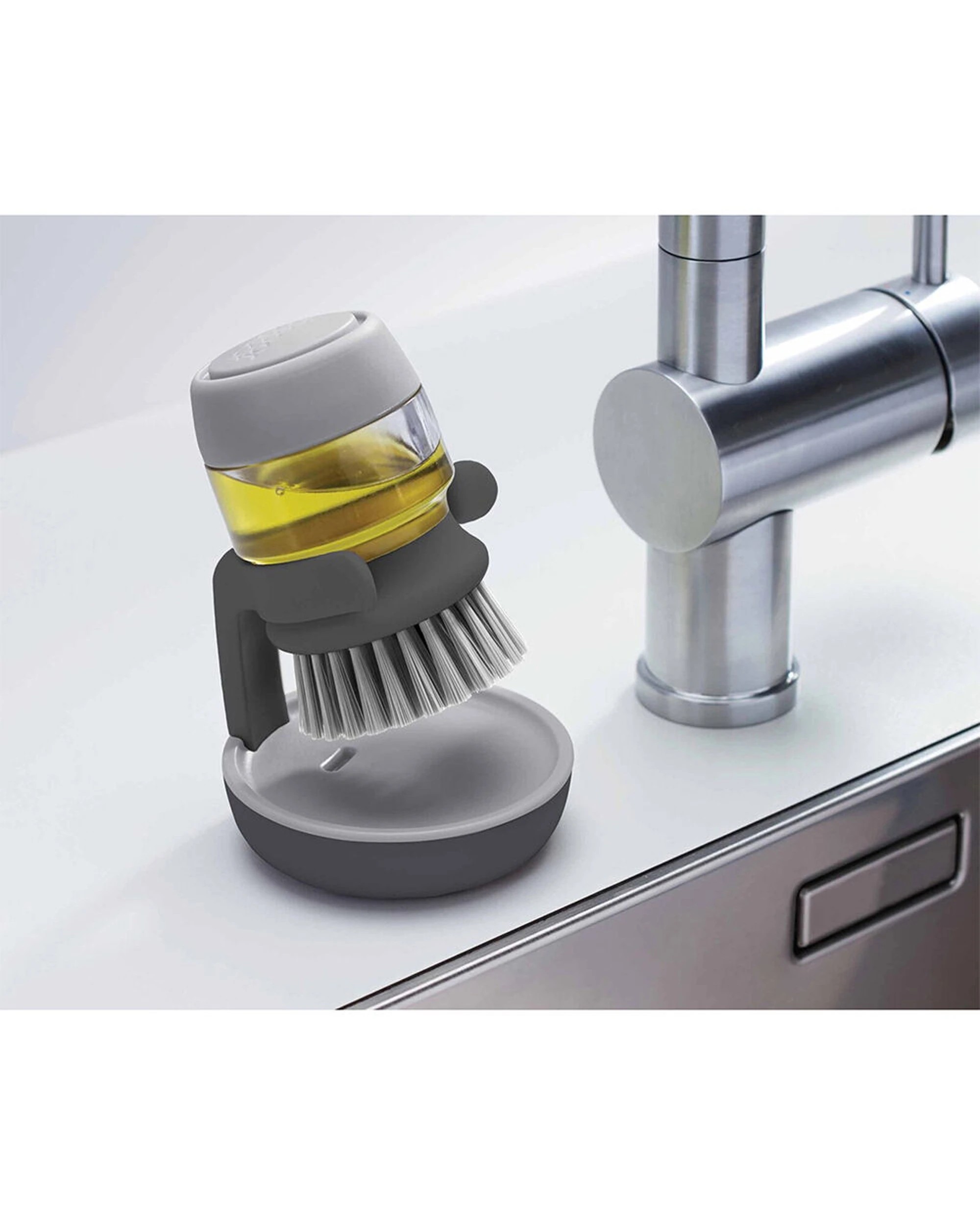 7 Joseph Joseph 2PK Palm Scrub 13.5cm Washing-Up Brush With Soap Reservoir - Grey, 7 of 7