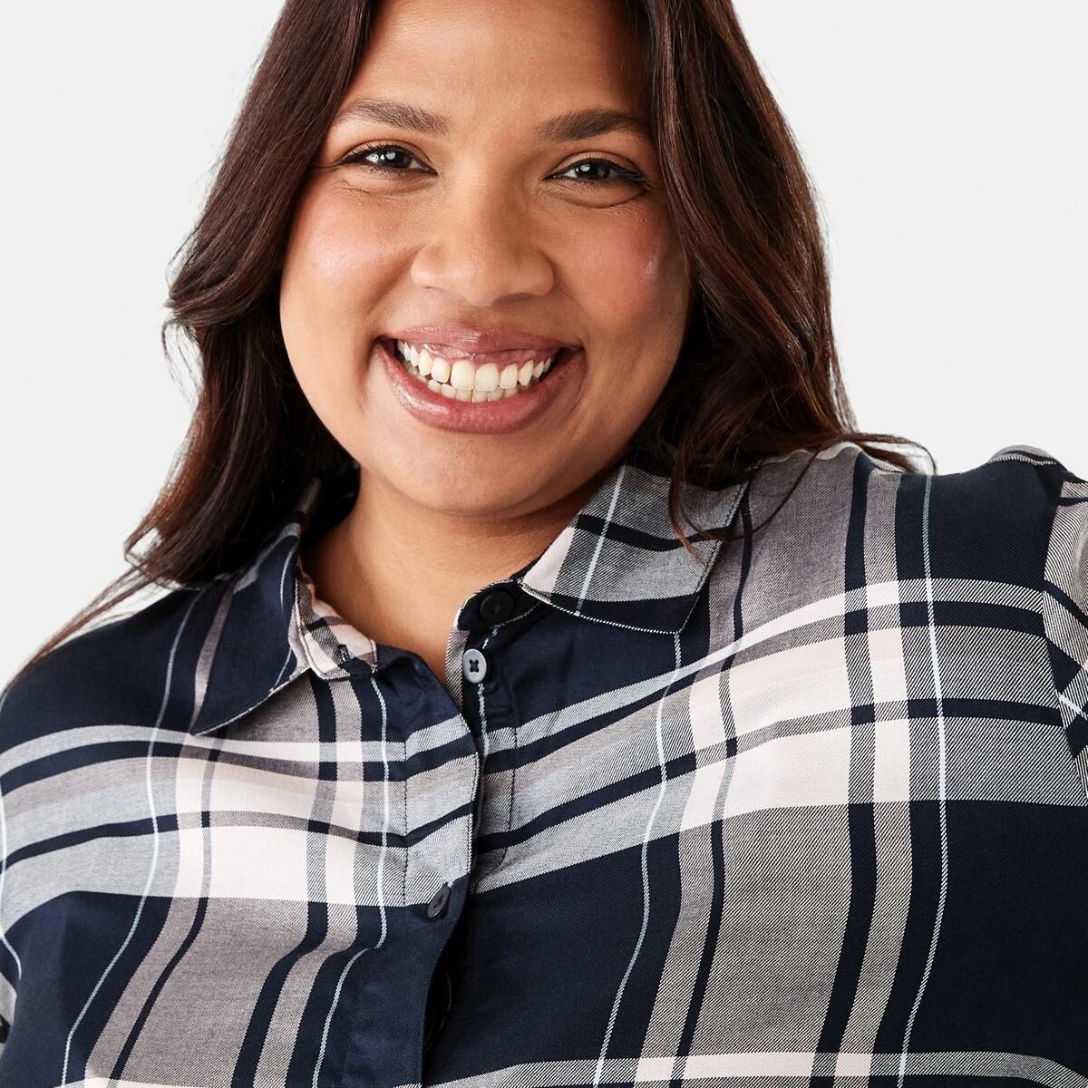 4 Curve Long Sleeve Check Shirt Navy Check, 4 of 6