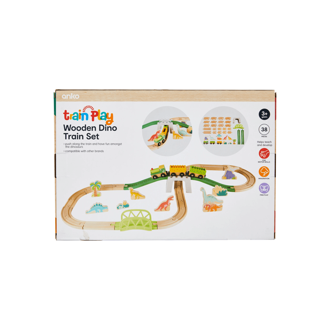 9 38 Piece Wooden Dino Train Set, 9 of 9