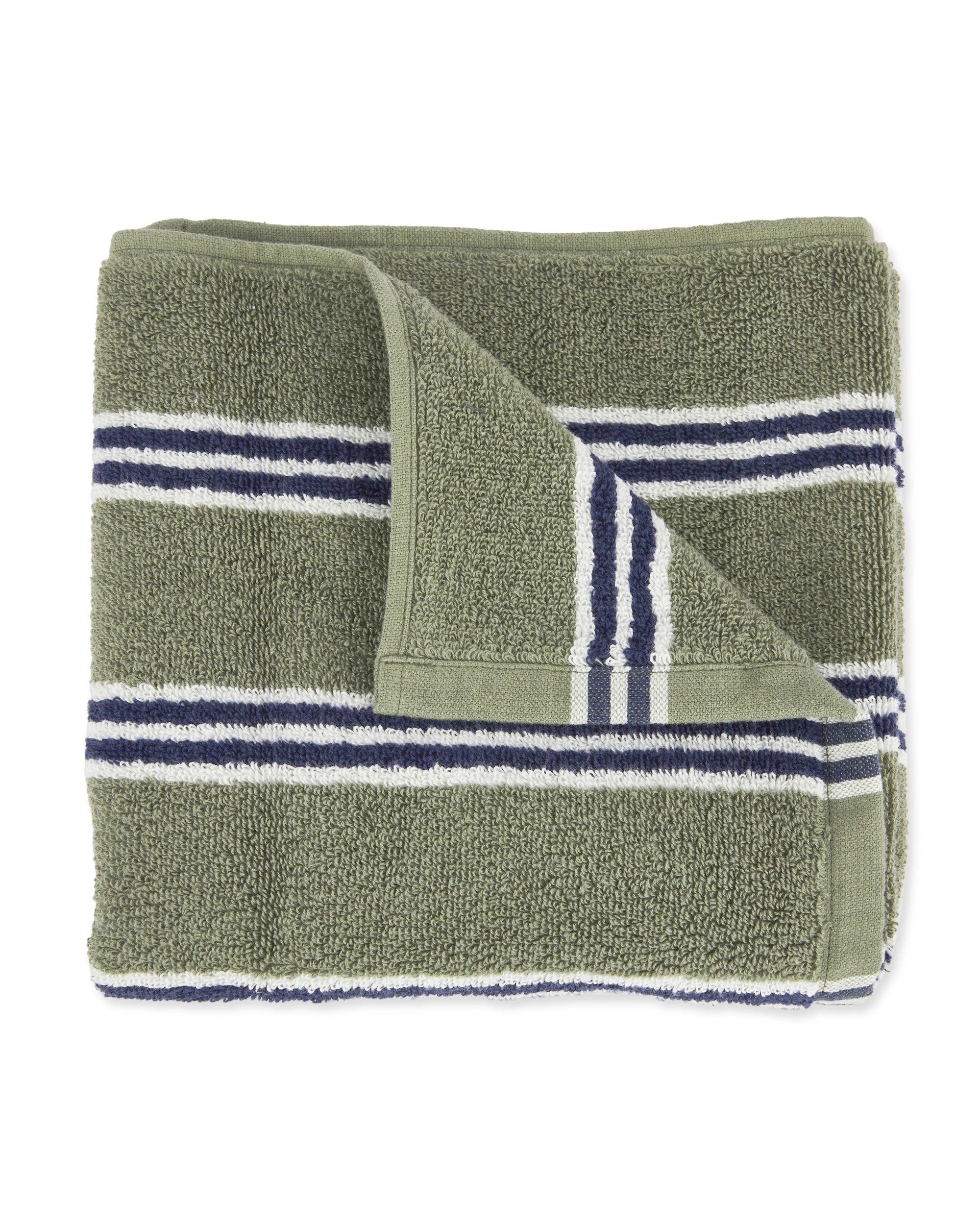 1 Stripe Cotton Hand Towel - Green, 1 of 5